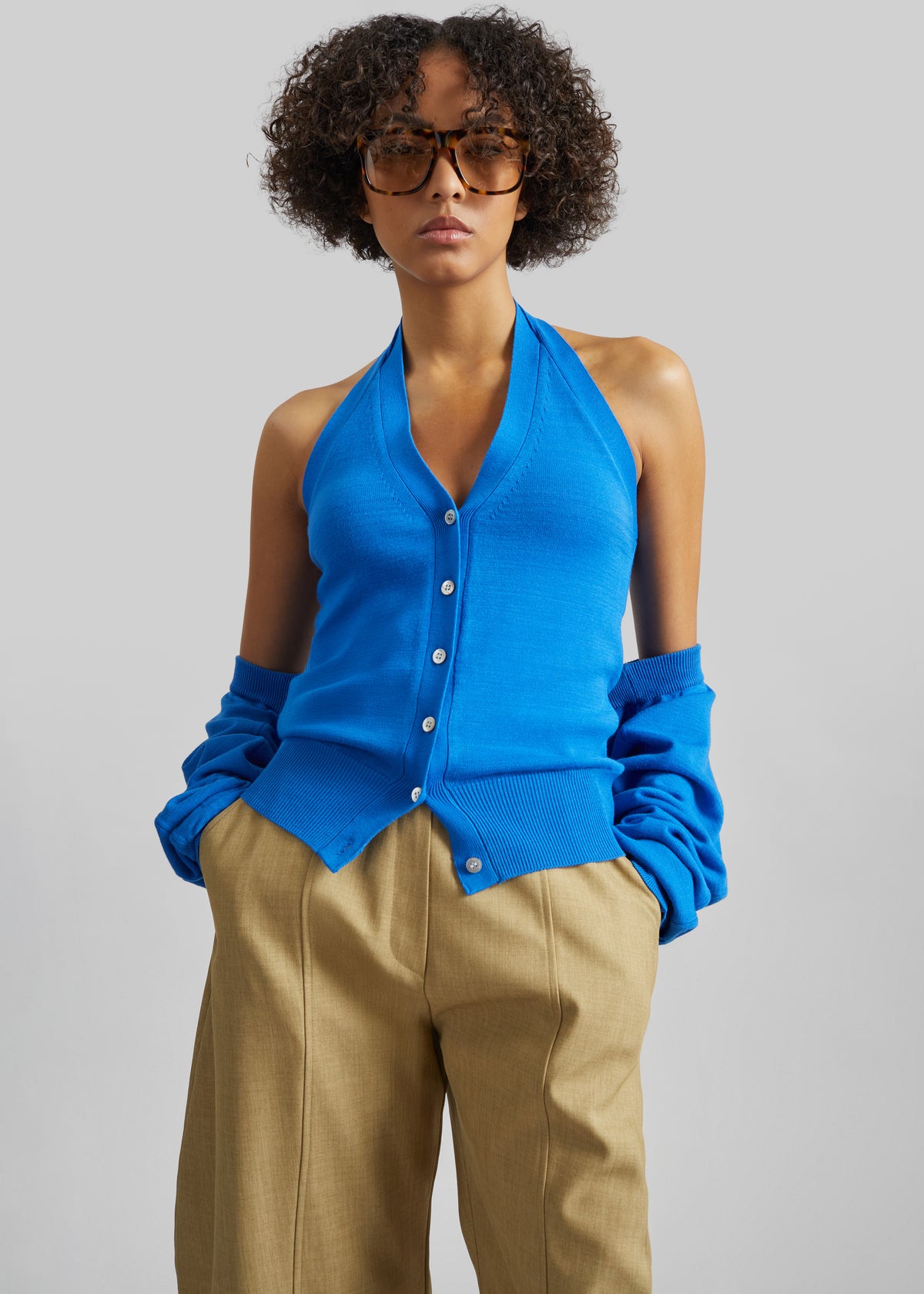 Maia Convertible Knit Halter Top - Cobalt - 4