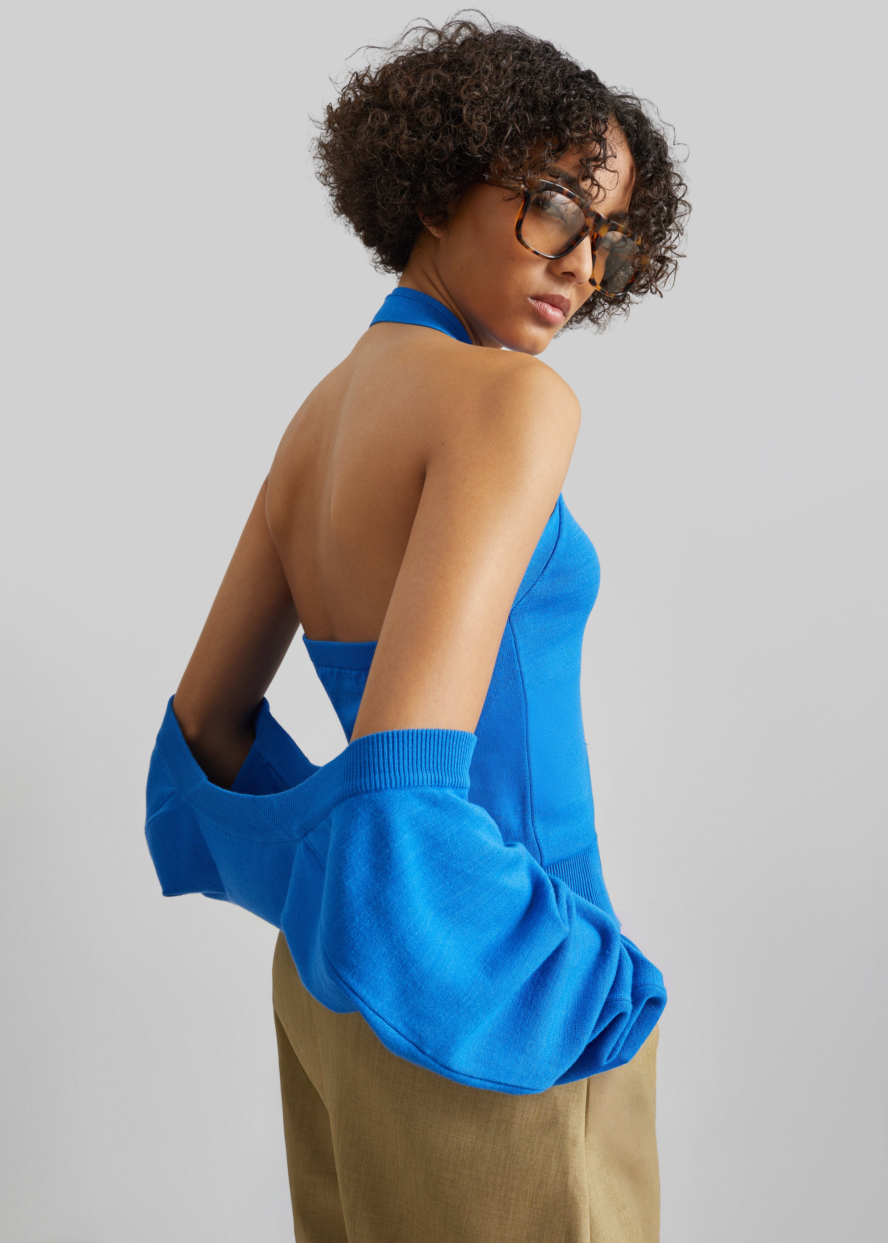 Maia Convertible Knit Halter Top - Cobalt - 3