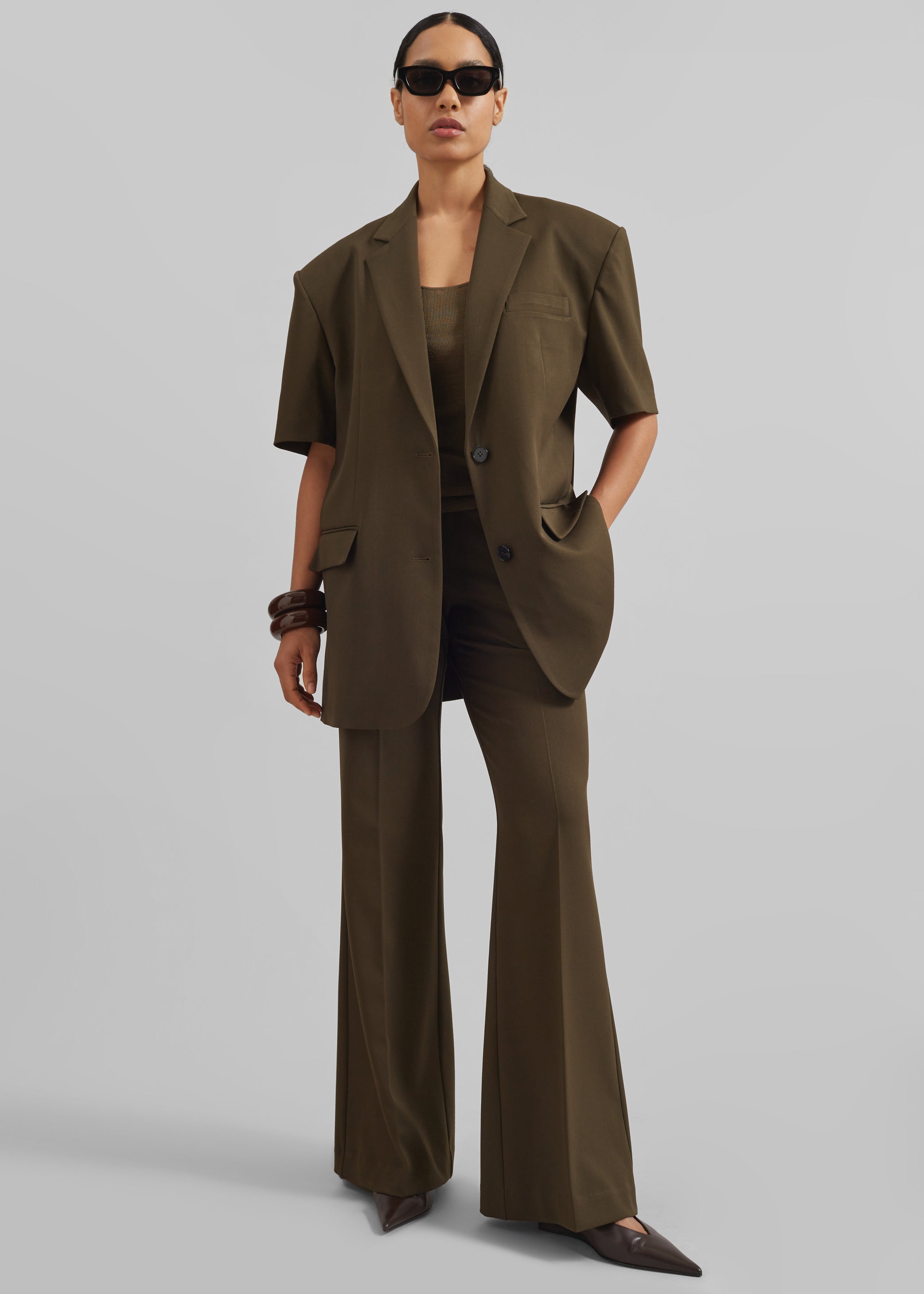 Shop the look image for Maisie Bootcut Twill Pants - Khaki