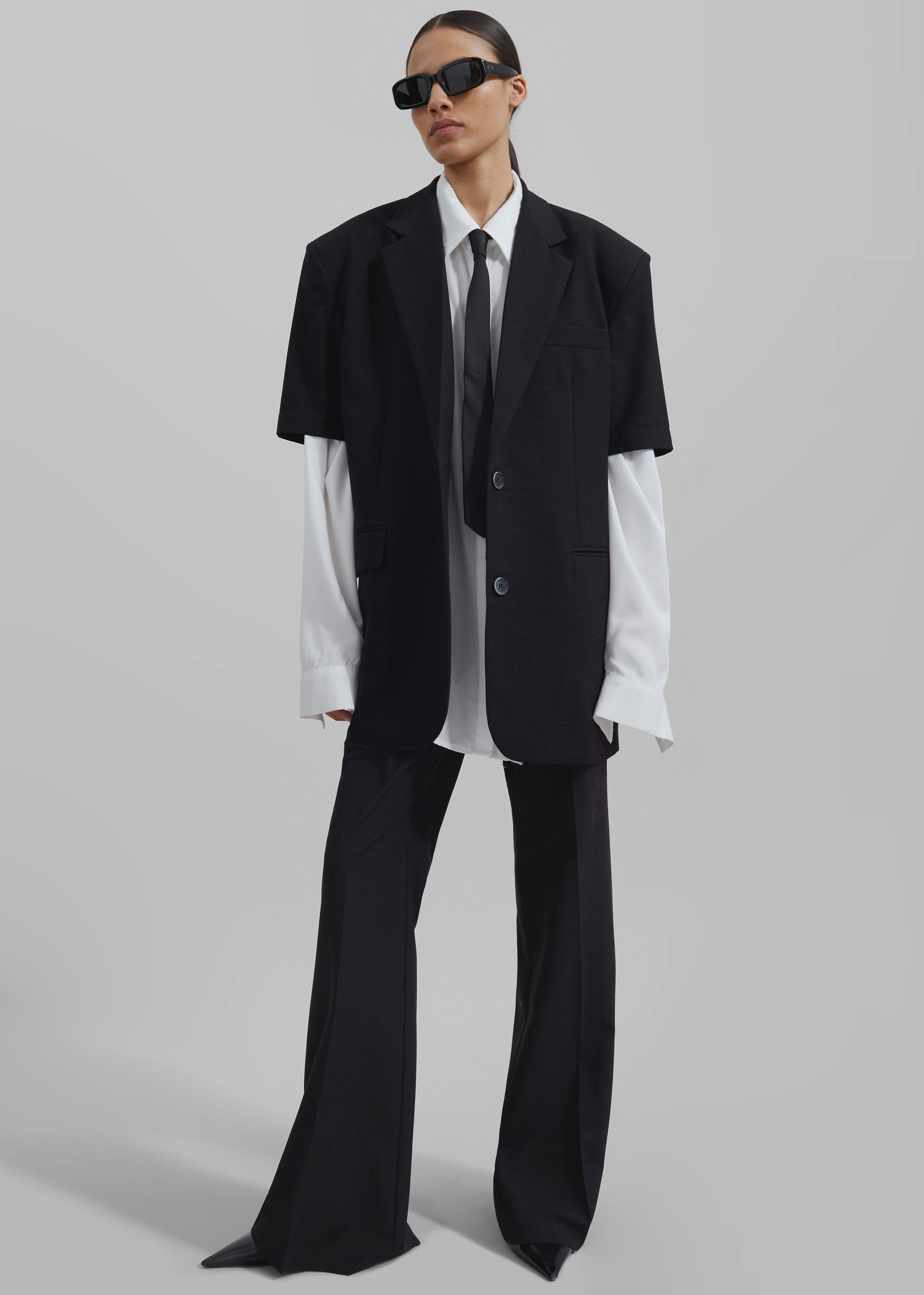 Maisie Short Sleeve Blazer - Black – The Frankie Shop