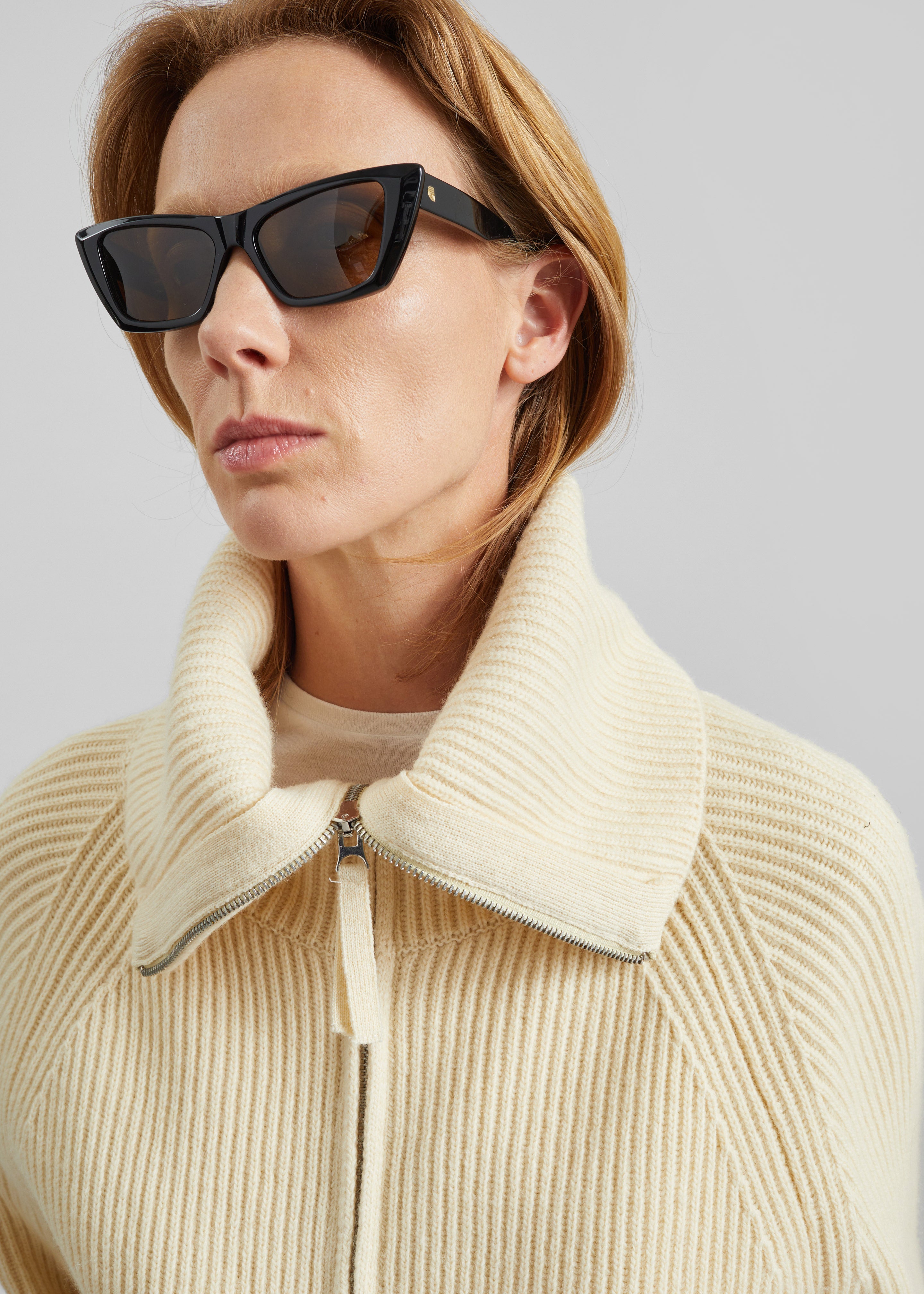 Malabry Knit Zip-Up Cardigan - Pale Yellow - 4