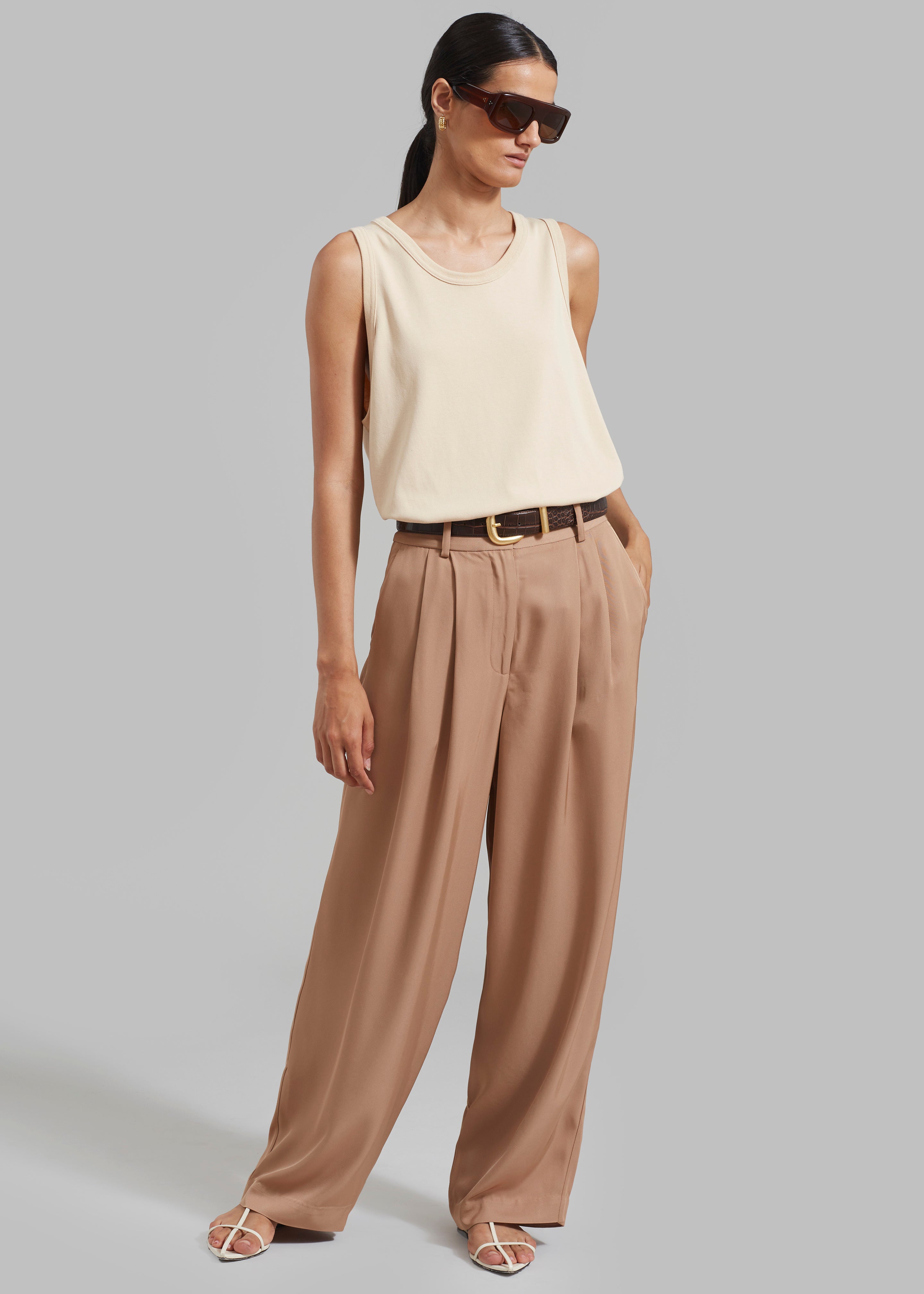 By Malene Birger Piscali Mid-Rise Pants - Tobacco Brown – The Frankie Shop