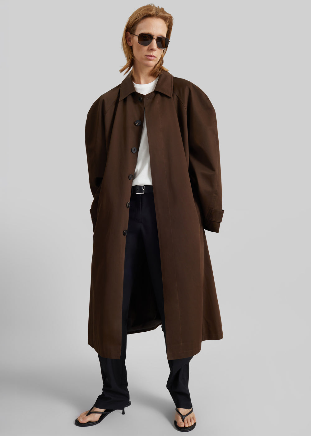 Malmedy Oversized Long Coat - Brown - 1