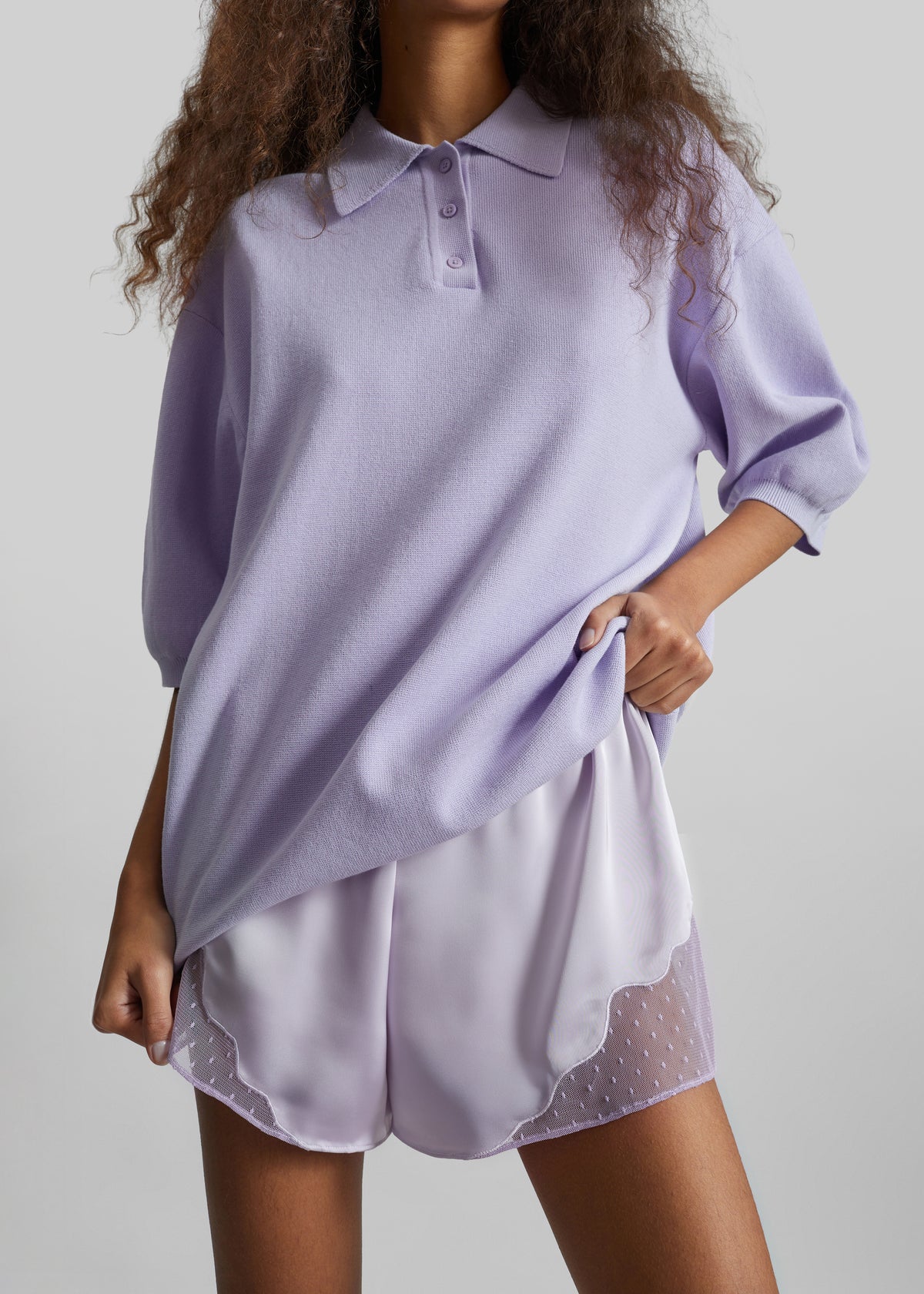 Malmo Satin Mini Shorts - Lavender - 2