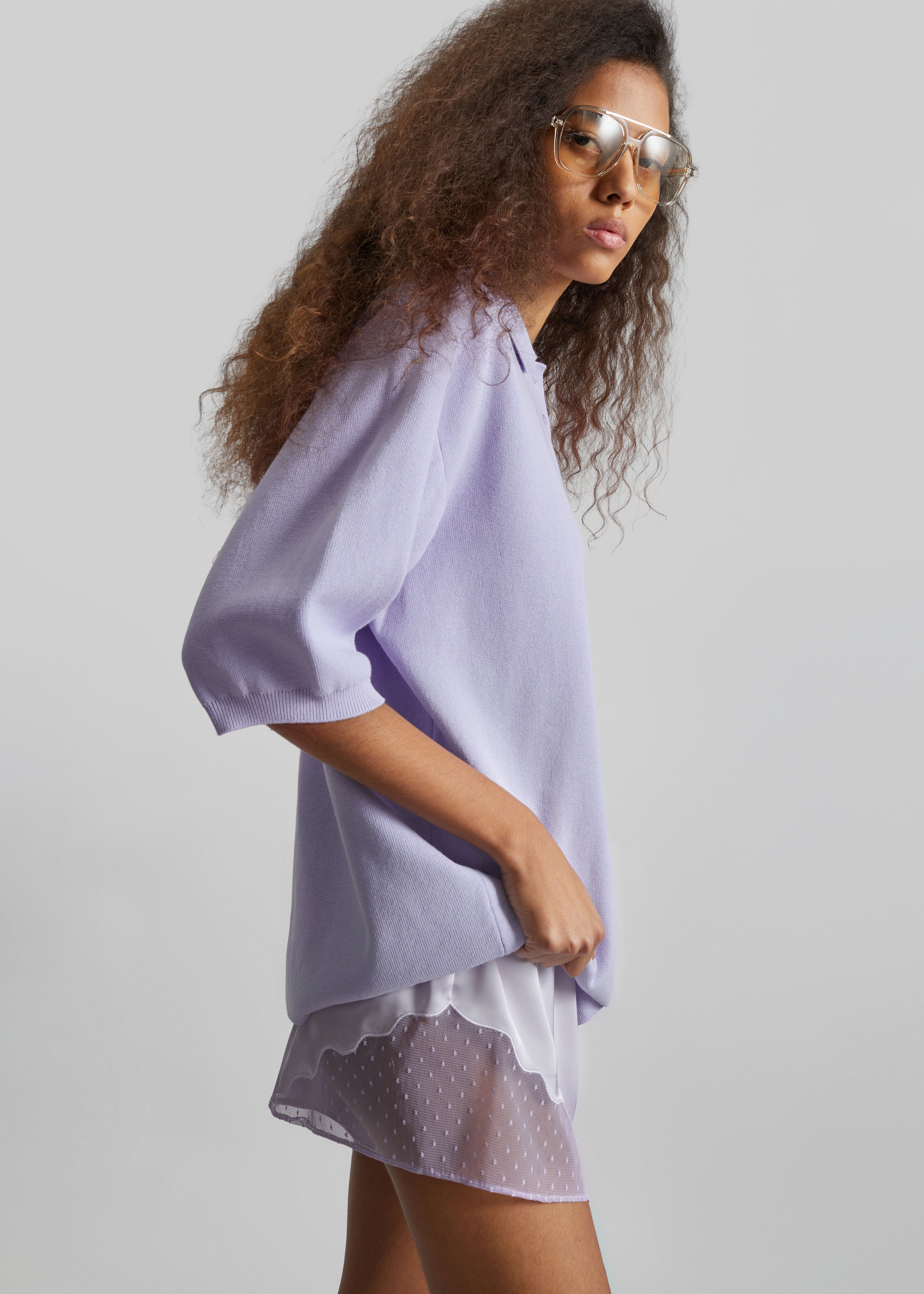 Malmo Satin Mini Shorts - Lavender - 6