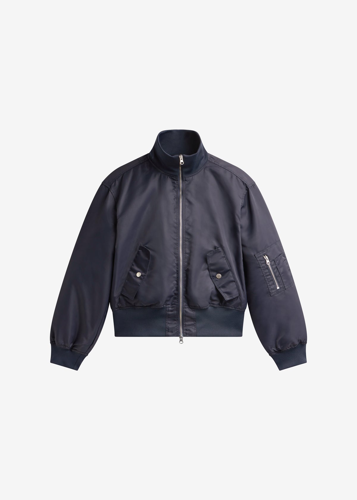 Maloy Cropped Bomber Jacket - Navy - 9