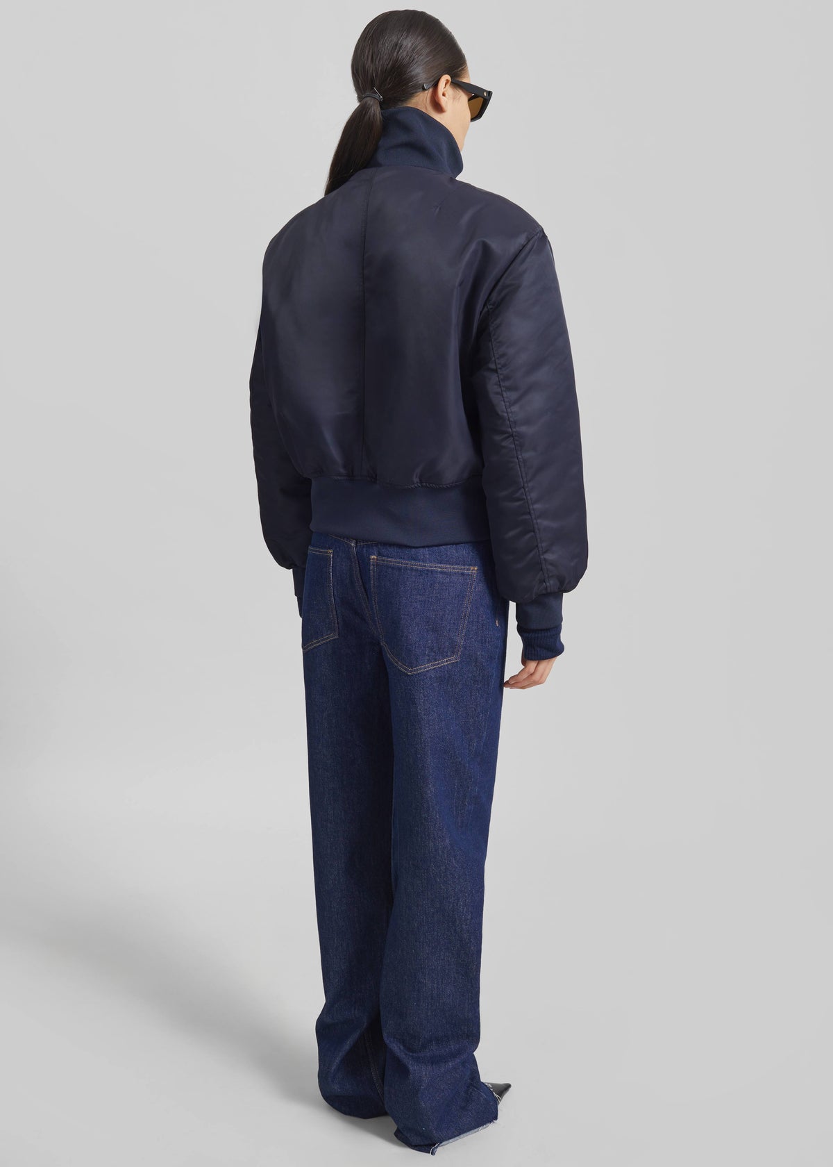 Maloy Cropped Bomber Jacket - Navy - 8