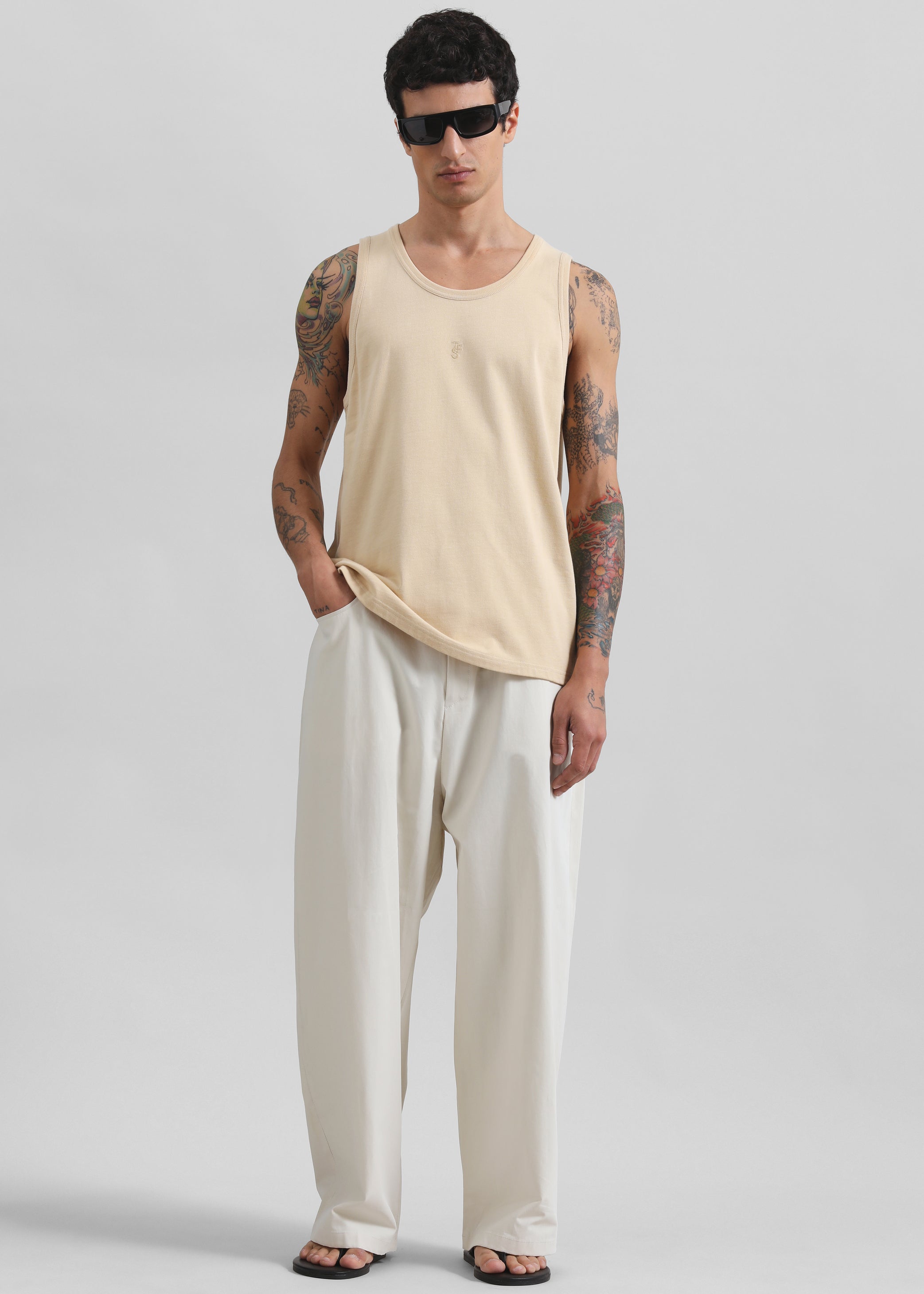 Shop the look image for Malton Wide Trousers - Ecru