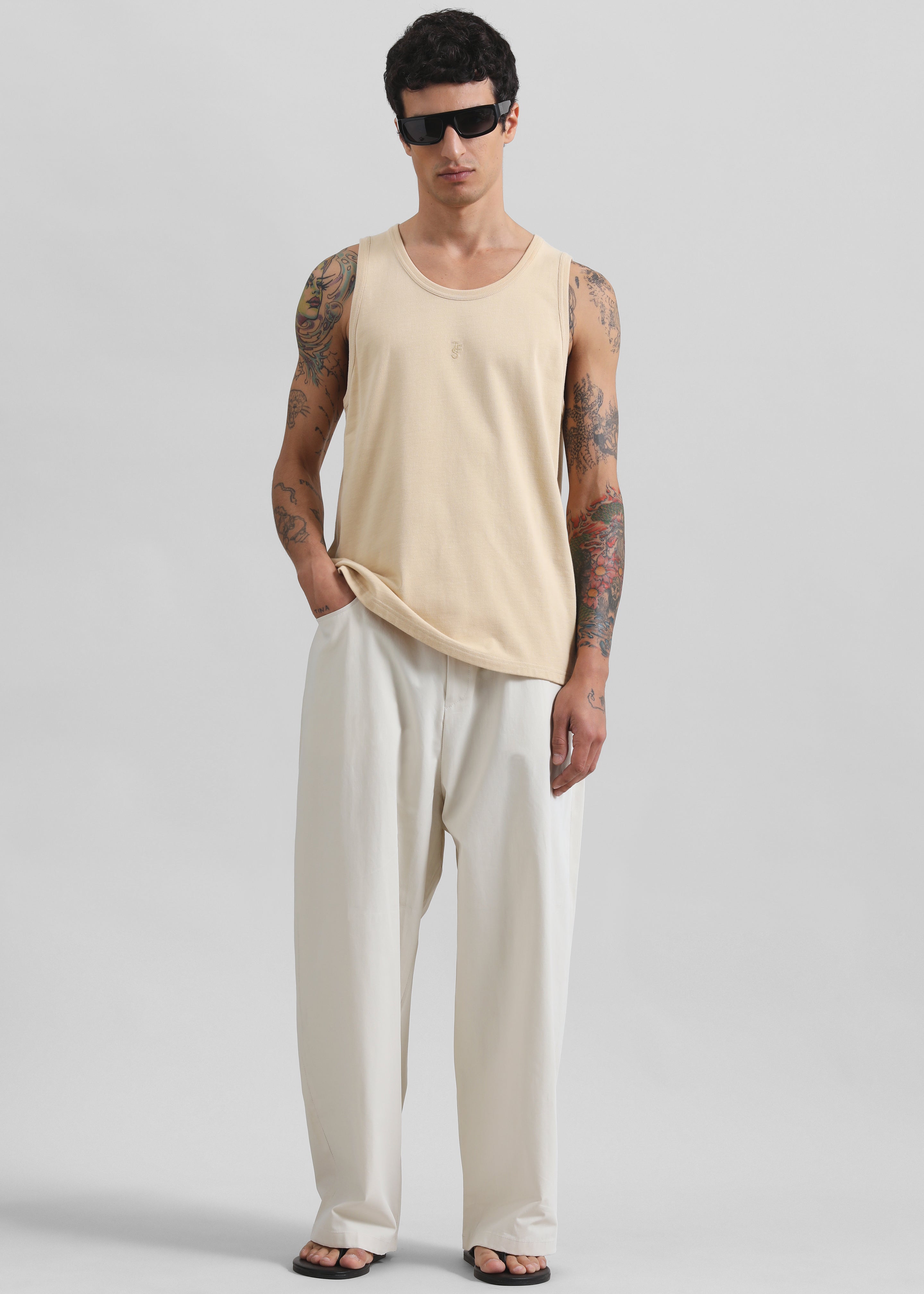 Malton Wide Trousers - Ecru - 3