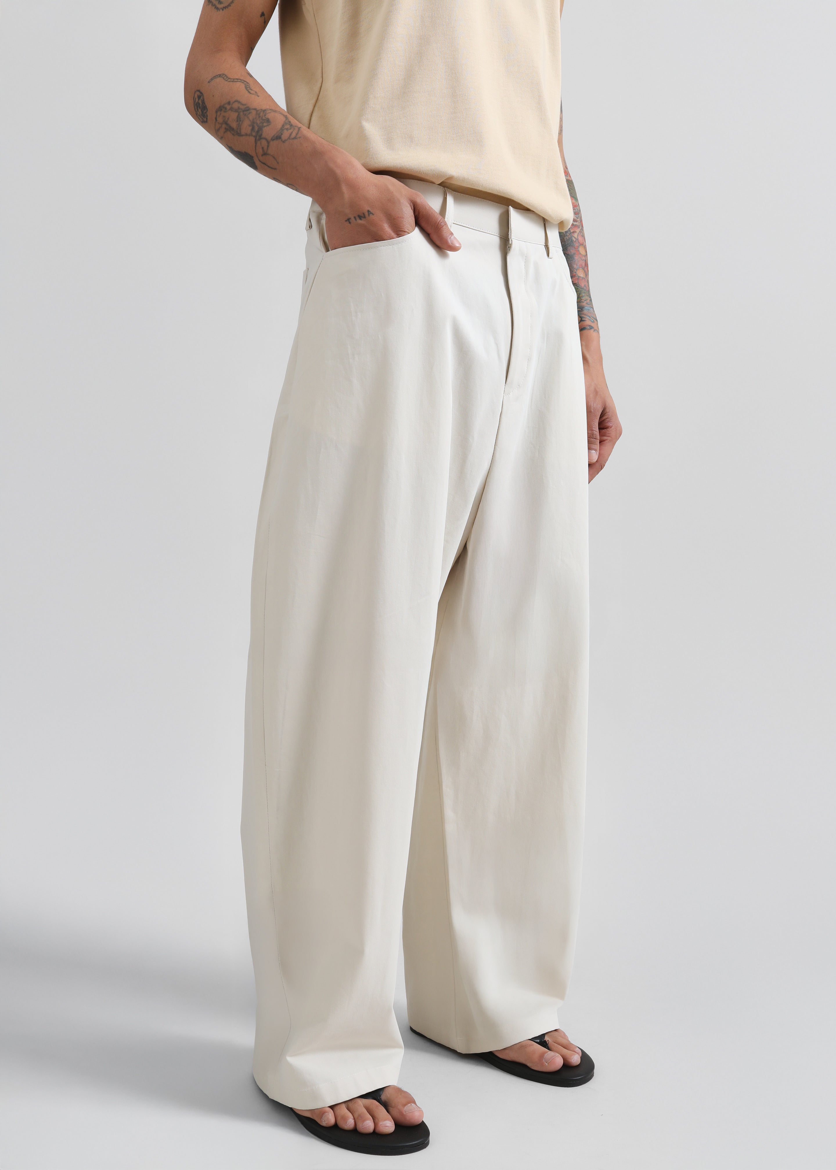 Malton Wide Trousers - Ecru - 1