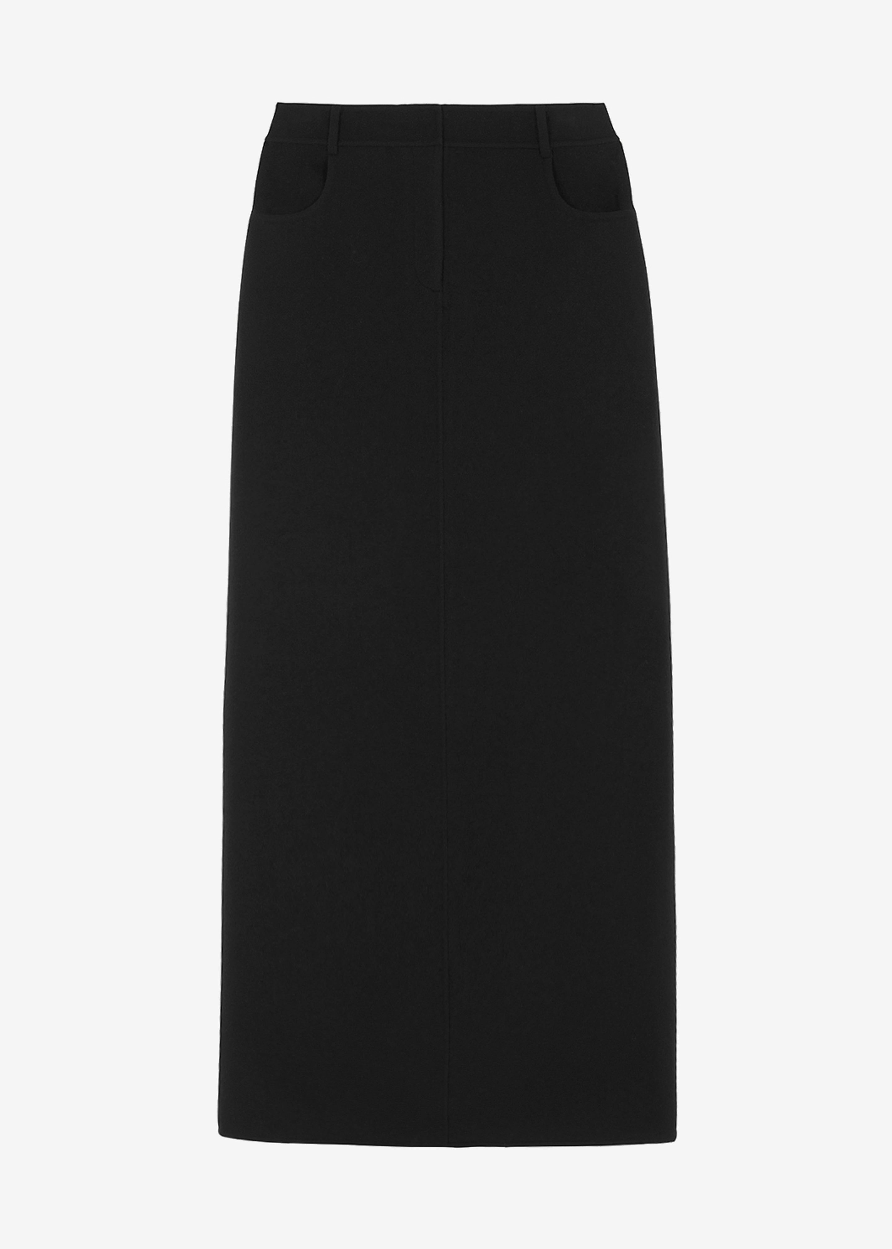 Malvo Long Wool Pencil Skirt - Black