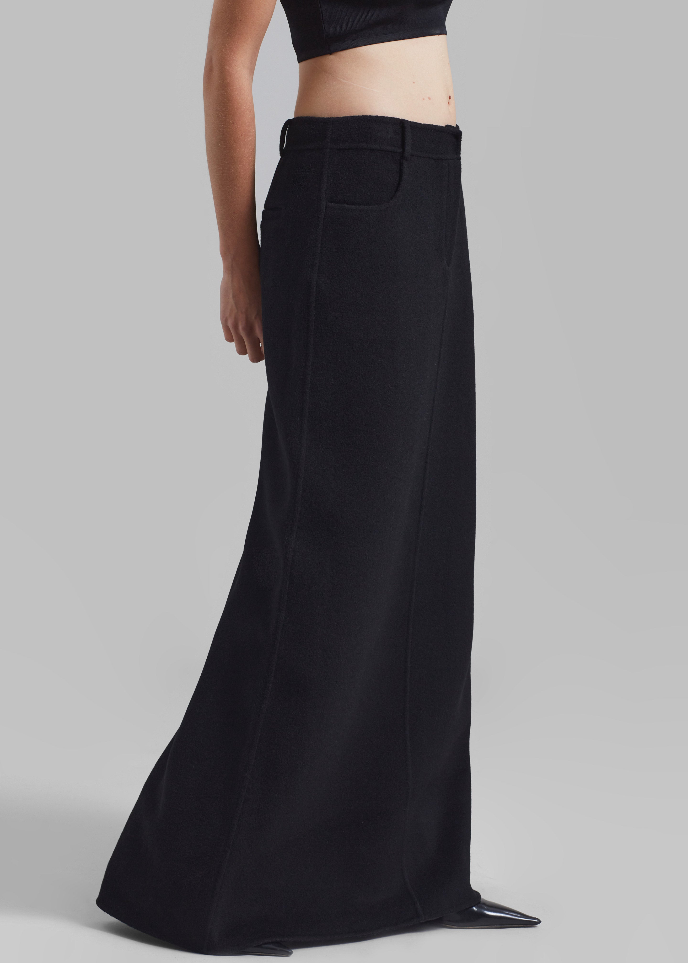 Malvo Long Wool Pencil Skirt - Black - 2