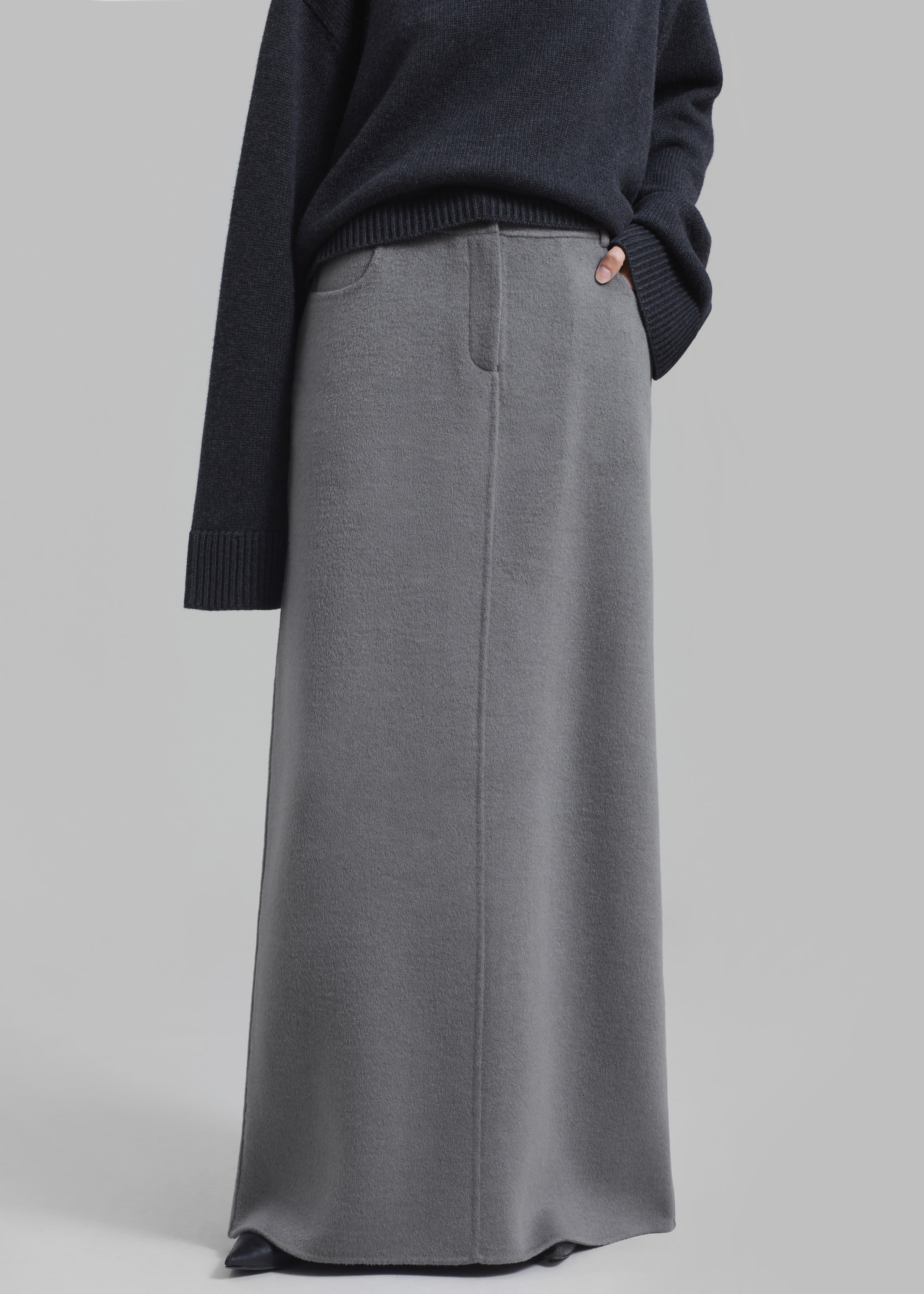 Malvo Long Wool Pencil Skirt - Grey – The Frankie Shop