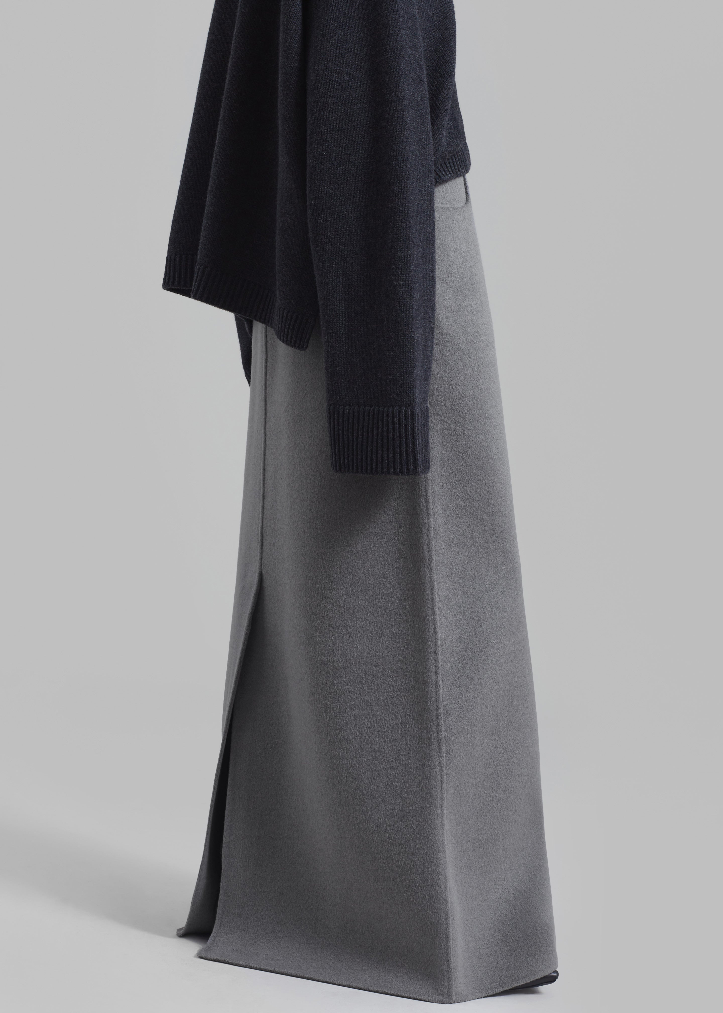 Malvo Long Wool Pencil Skirt - Grey - 7