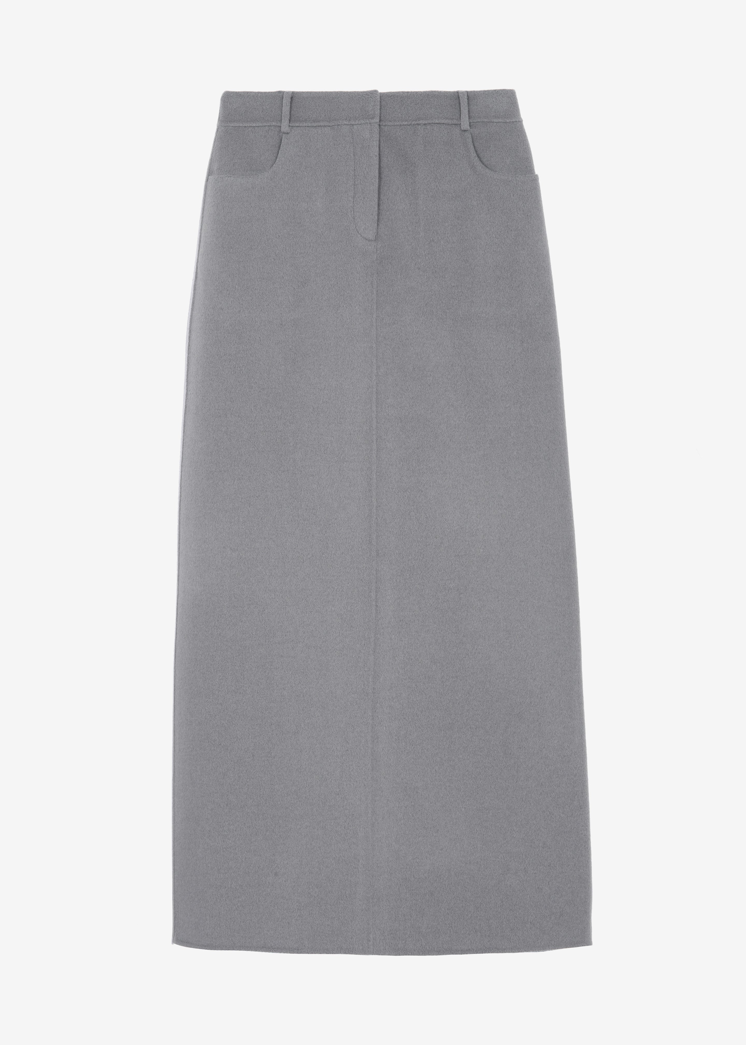 Malvo Long Wool Pencil Skirt - Grey - 11