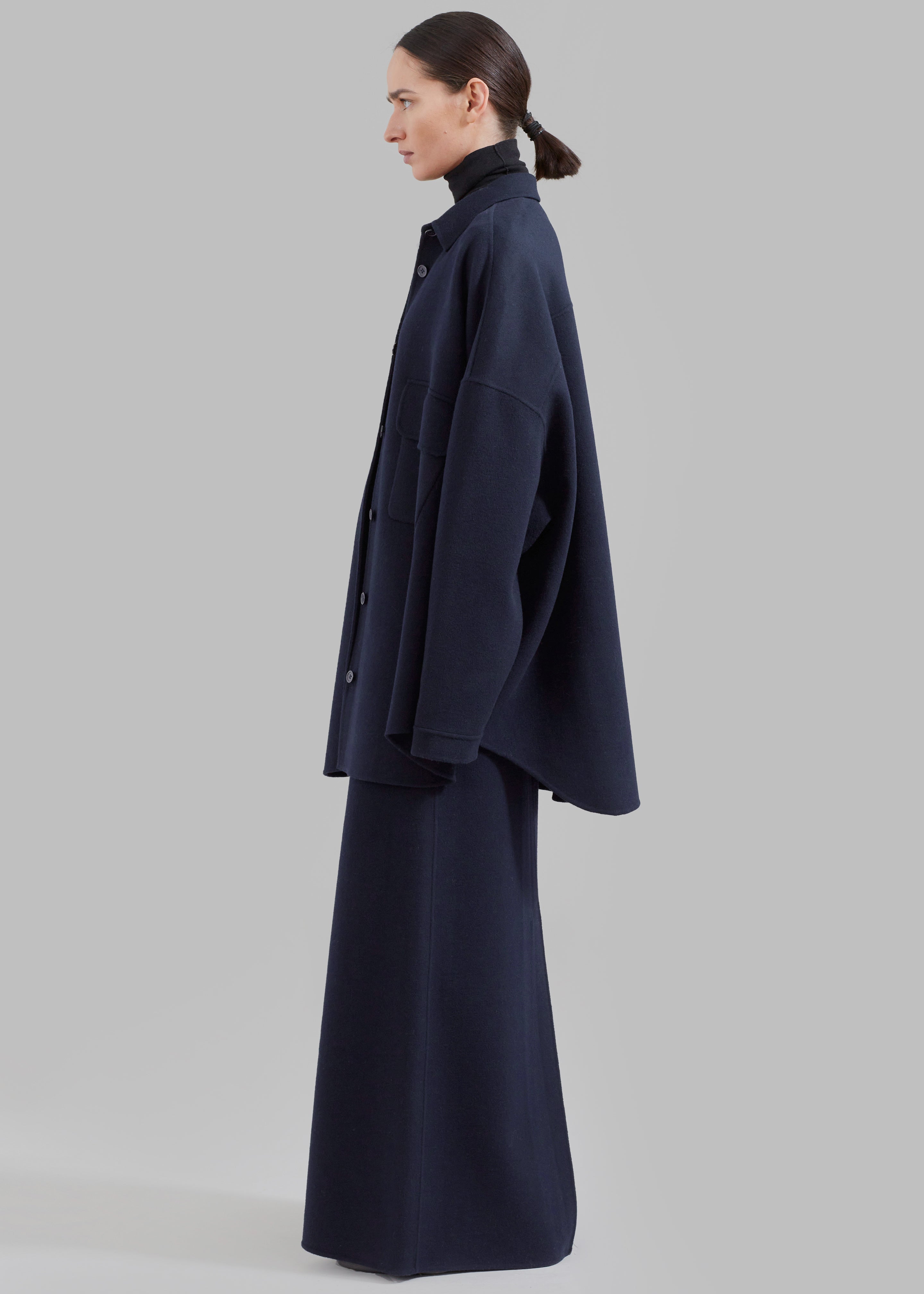 Malvo Long Wool Pencil Skirt - Navy - 6