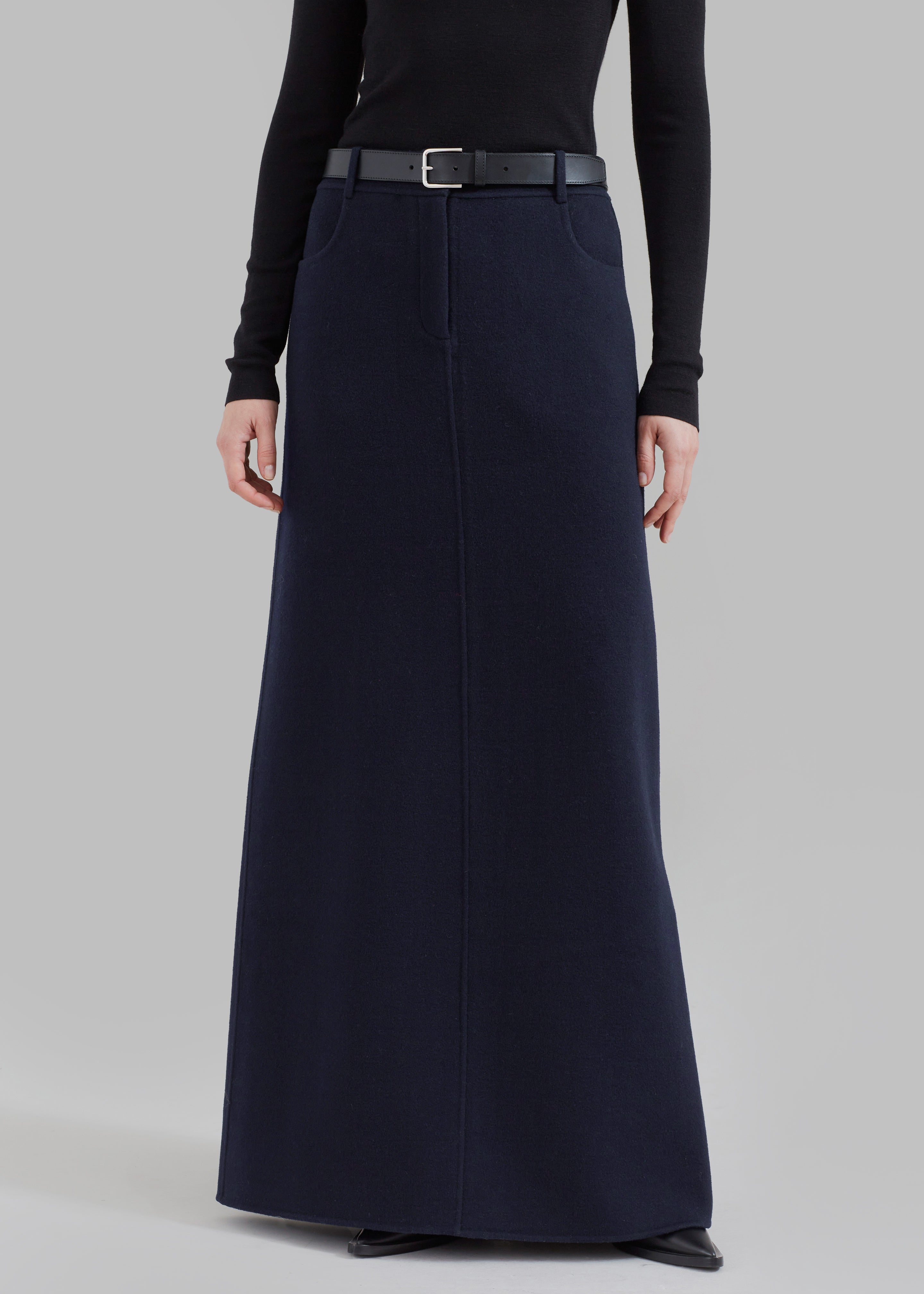 Blue long shop wool skirt