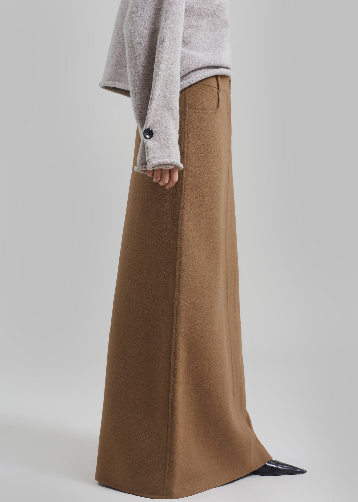 Malvo Long Wool Pencil Skirt - Camel - 1