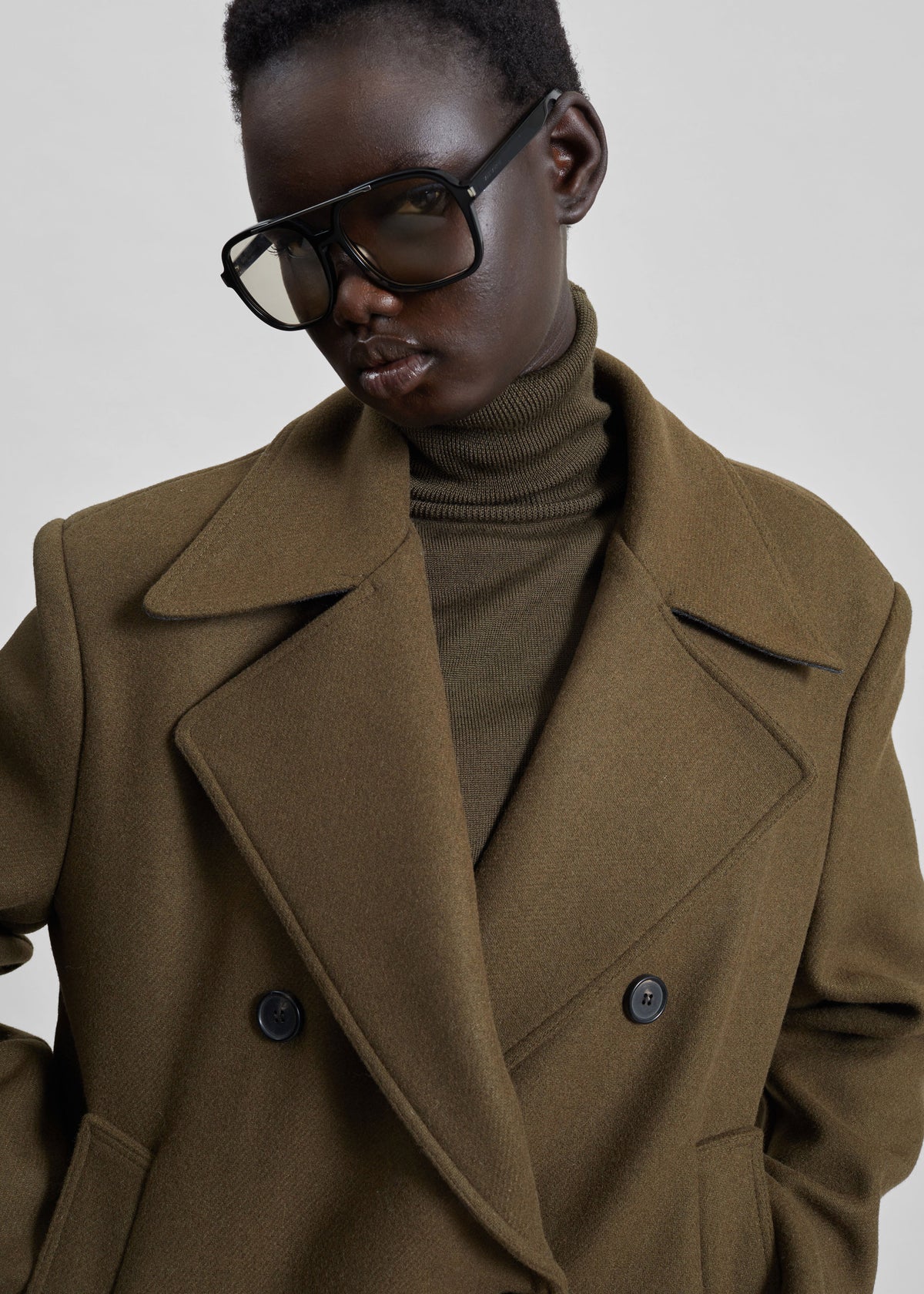 Manali Belted Peacoat - Olive Brown - 4