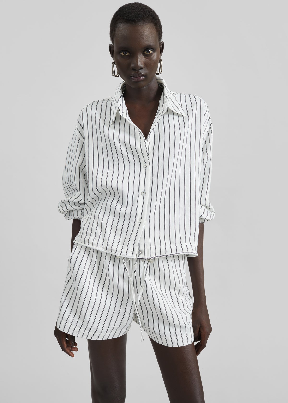 Manisa Mini Shorts - White/Black Stripe - 3