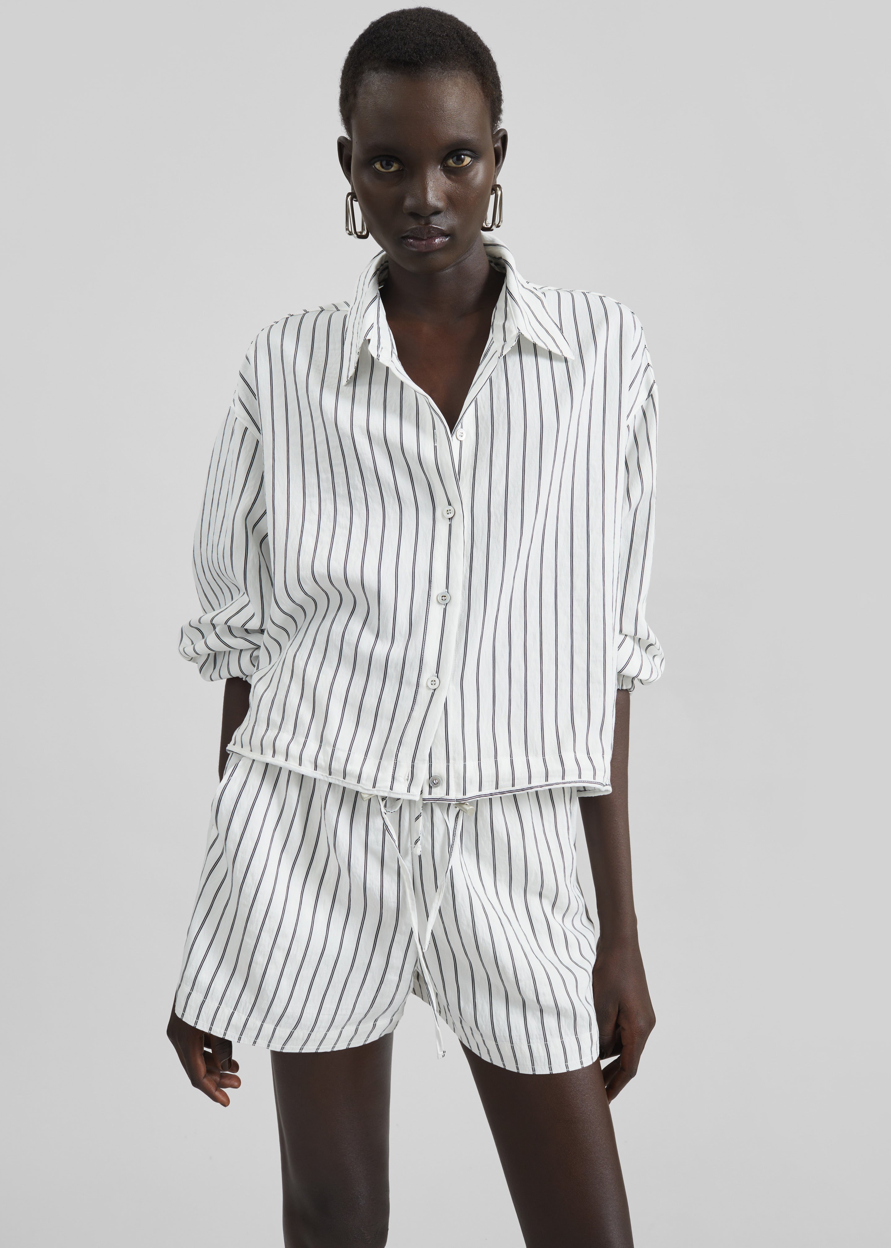 Manisa Mini Shorts - White/Black Stripe - 3