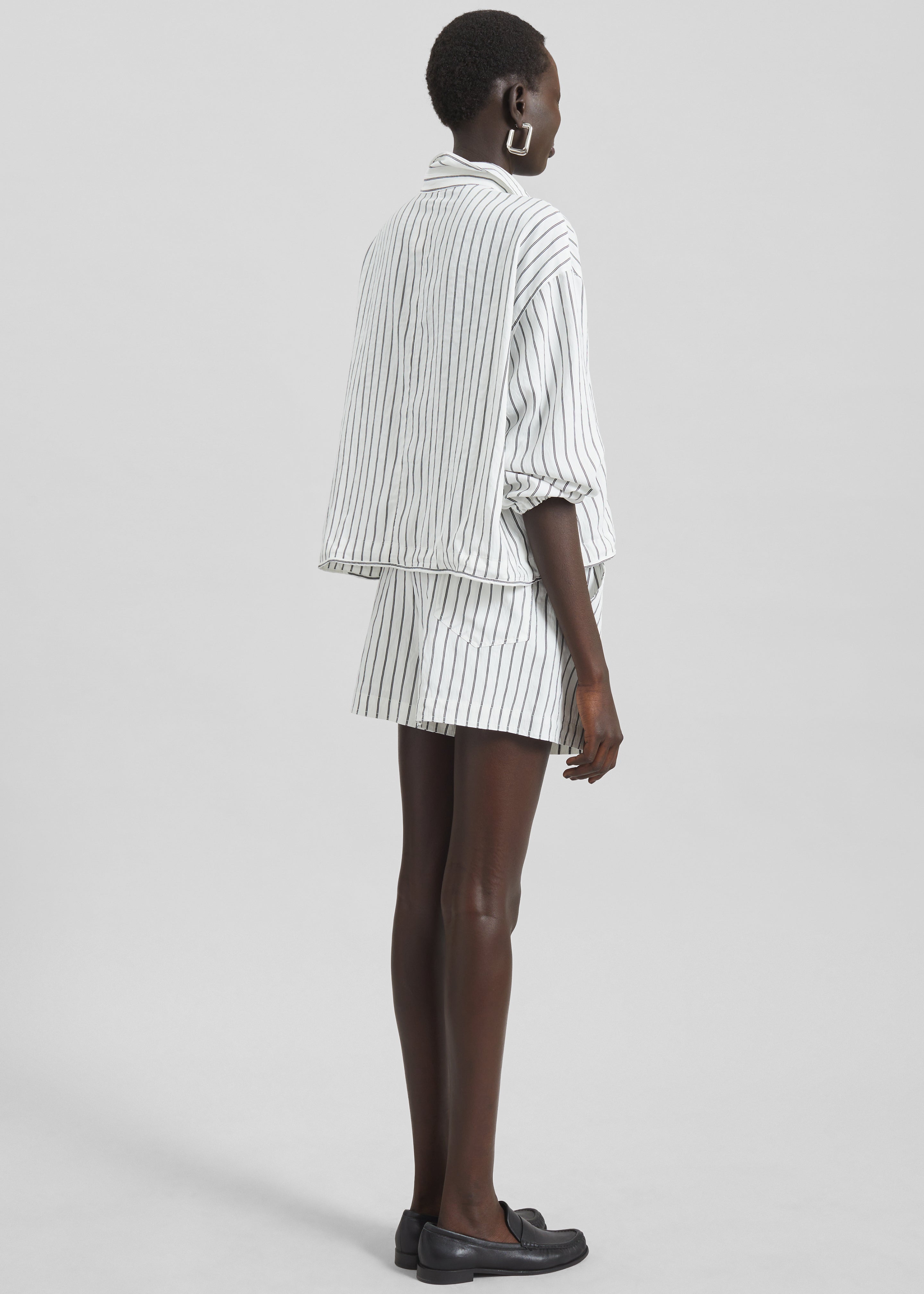 Manisa Mini Shorts - White/Black Stripe - 8