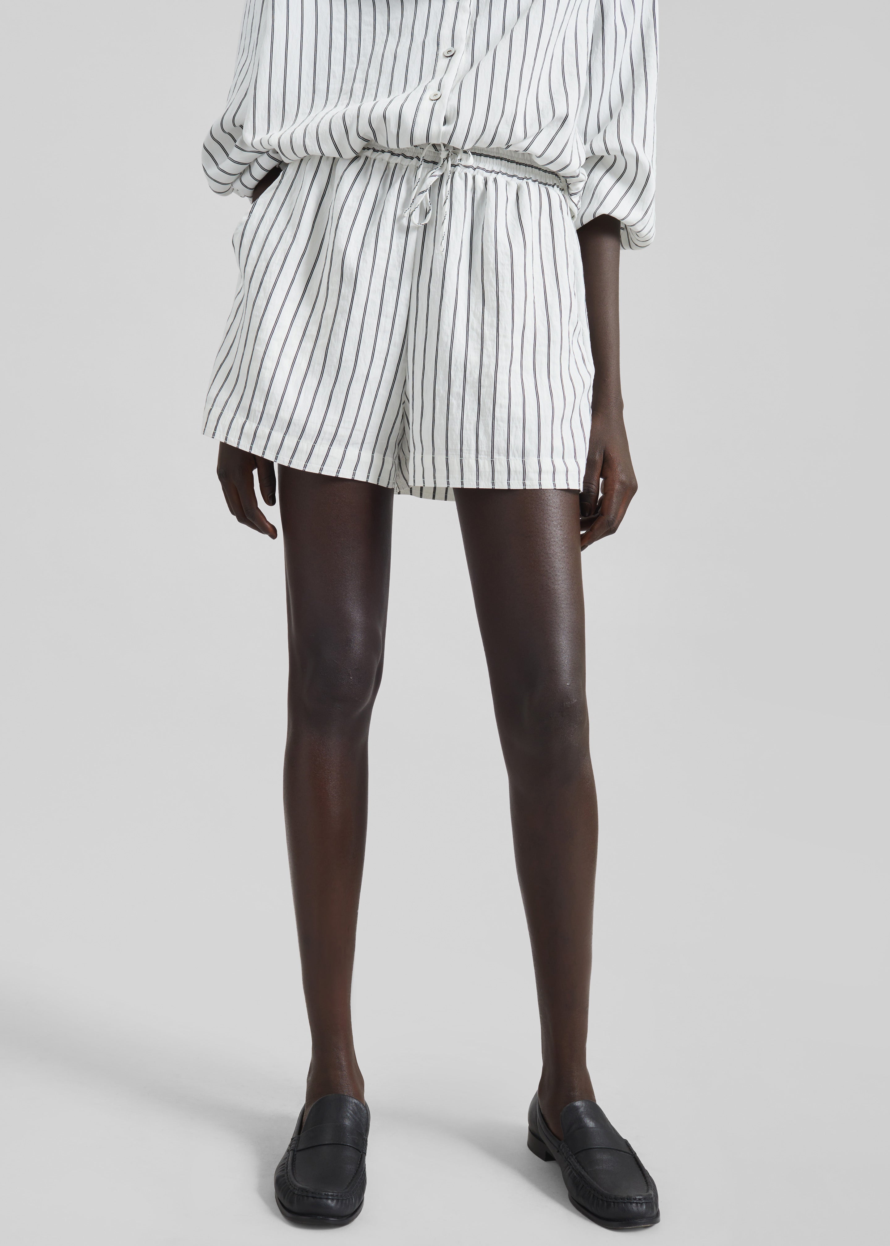 Manisa Mini Shorts - White/Black Stripe - 2