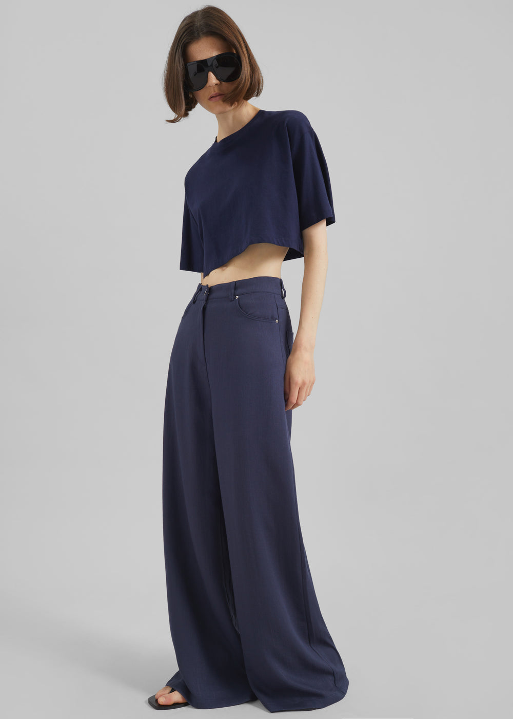 Mapello Wide Leg Pants - Navy - 1