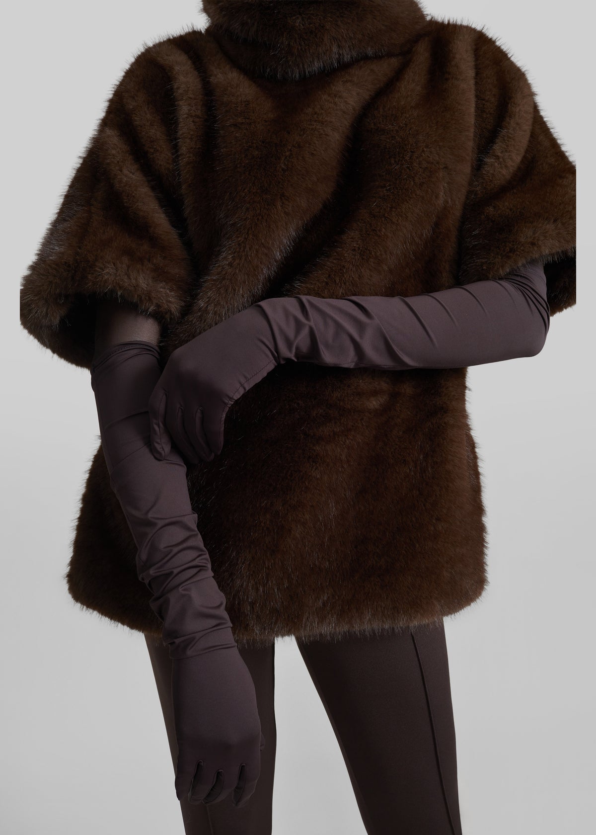 Mara Jersey Long Gloves - Dark Brown