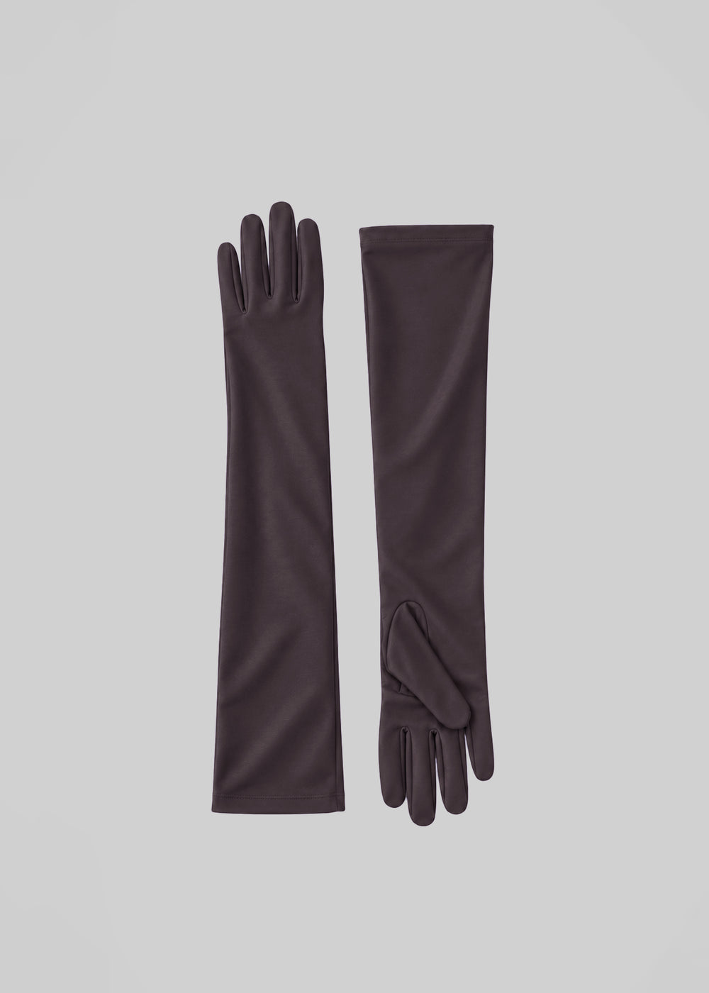 Mara Jersey Long Gloves - Dark Brown - 1