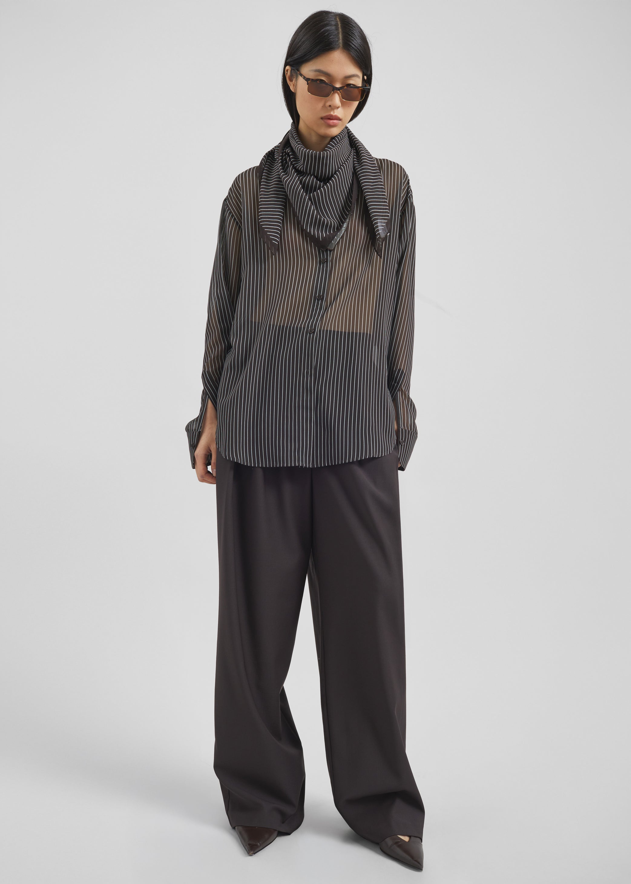 Shop the look image for Marais Striped Scarf - Brown/White