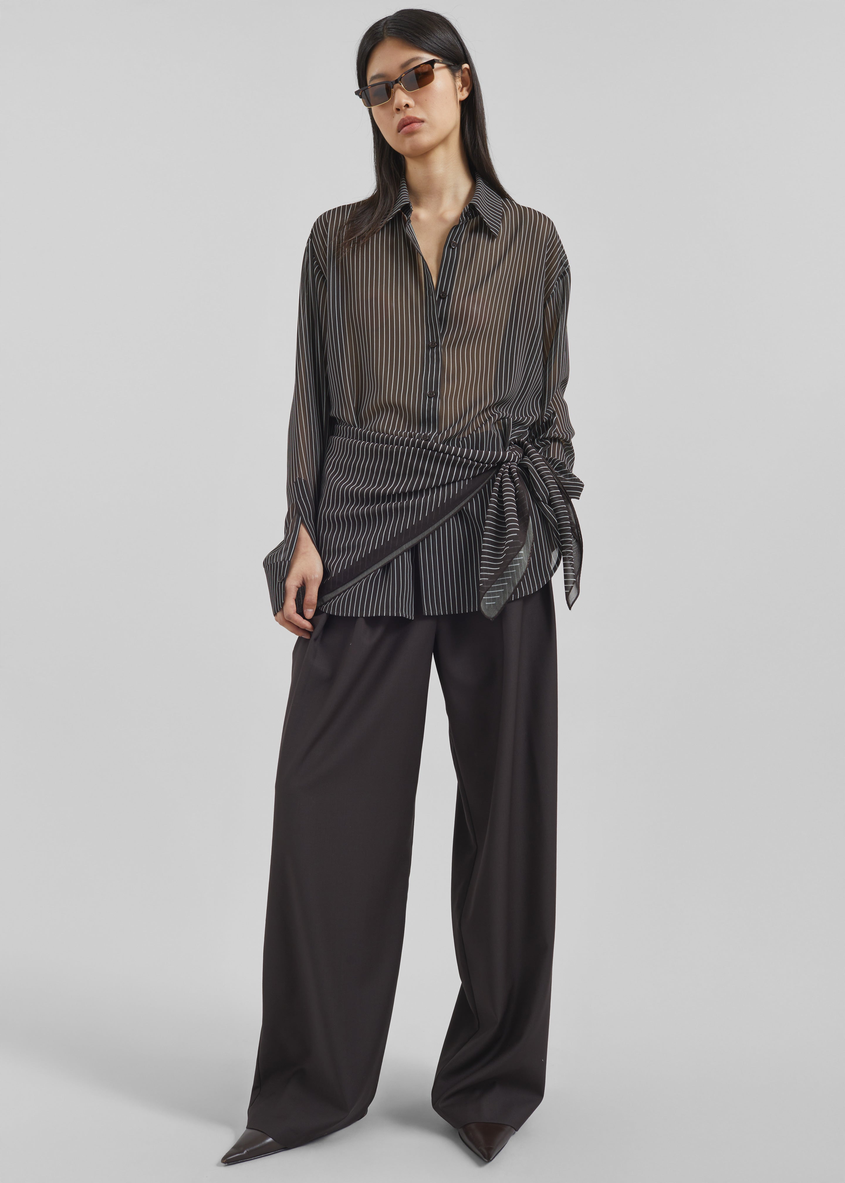 Marais Striped Scarf - Brown/White - 2