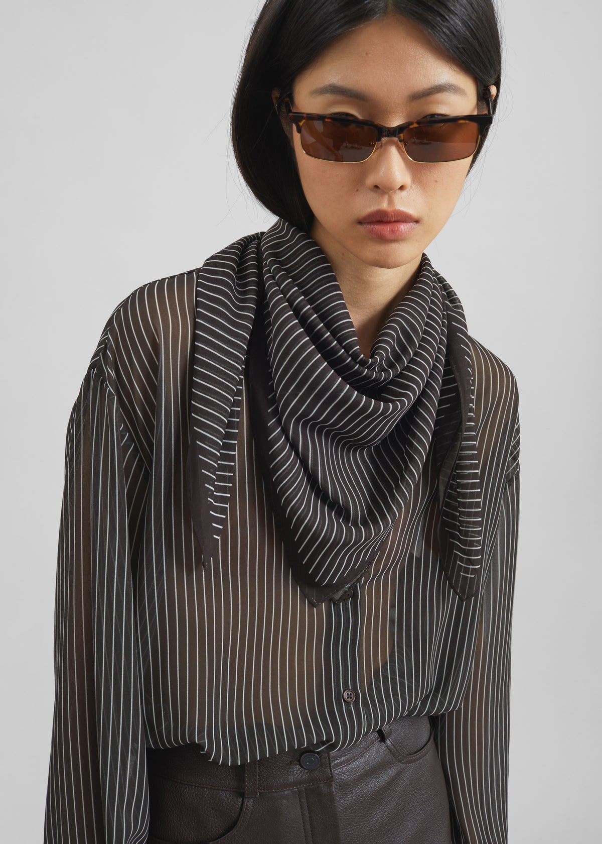 Marais Striped Scarf - Brown/White - 1