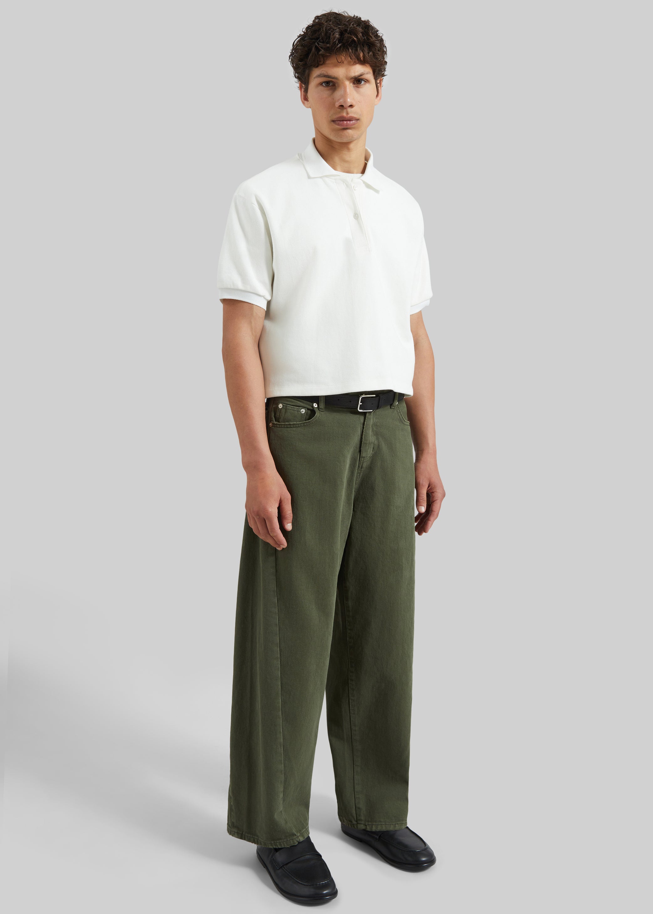 Shop the look image for Mareil Barrel Leg Jeans - Olive