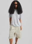 Marfa Cotton Pleated Bermuda - Light Beige