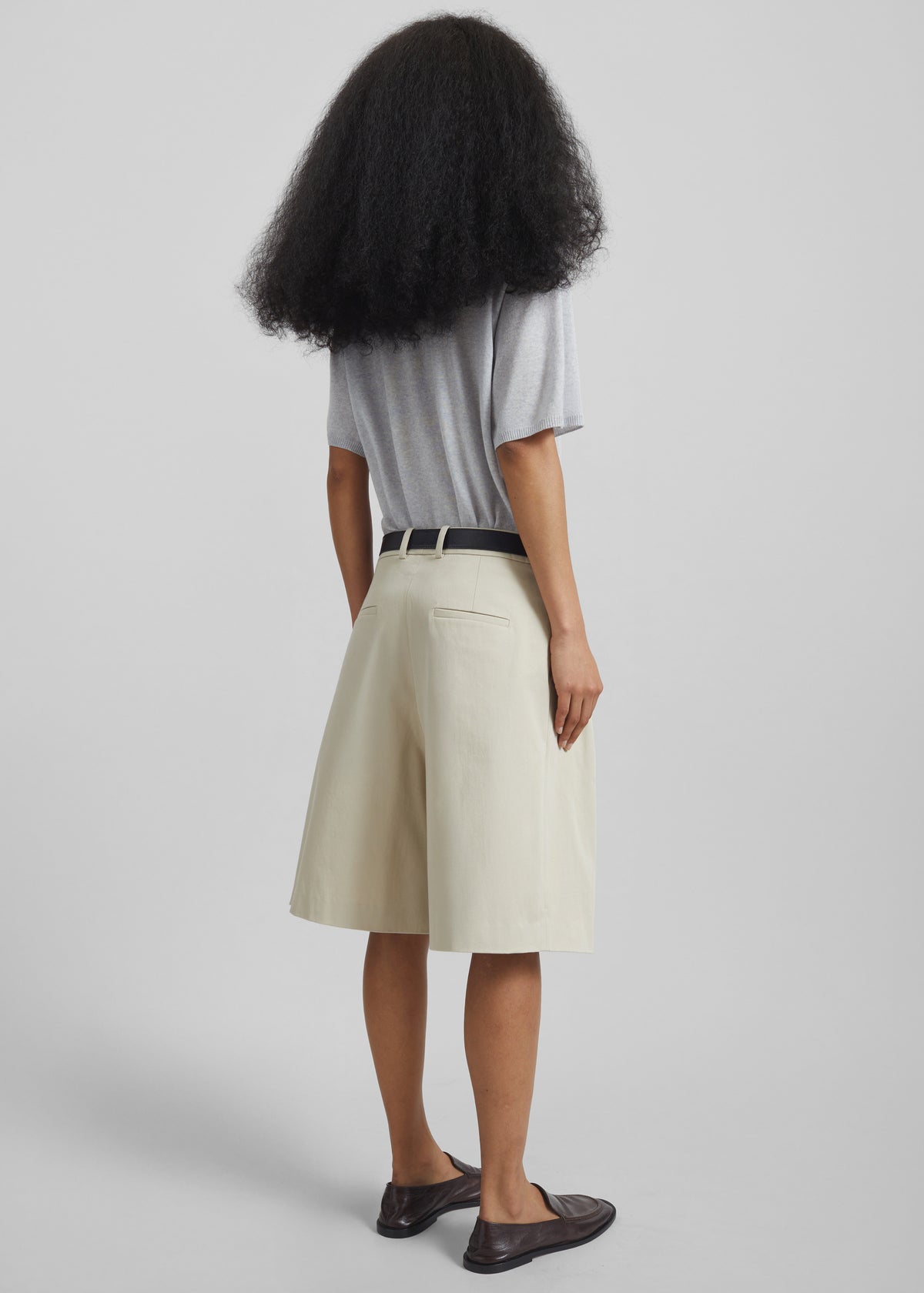 Marfa Cotton Pleated Bermuda - Light Beige - 7