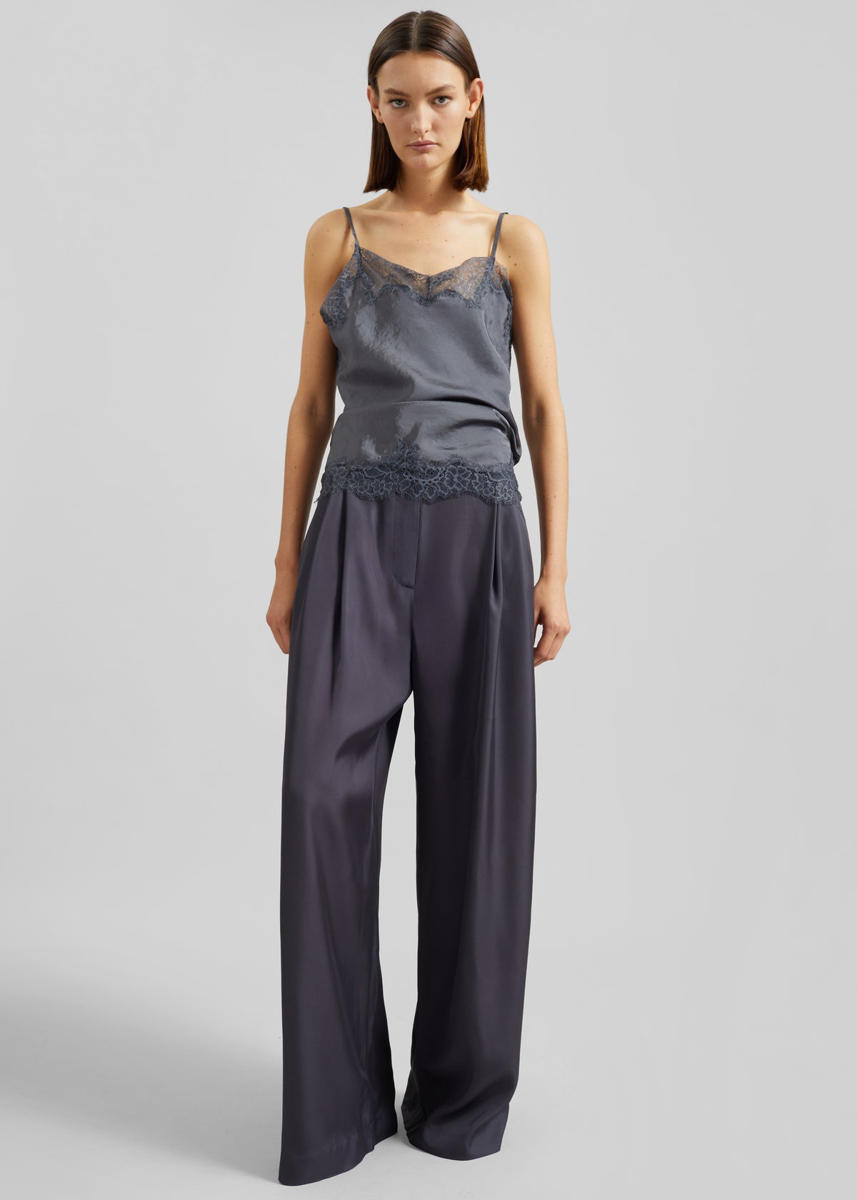 Marfa Pleated Silk Trousers - Storm Grey - 5