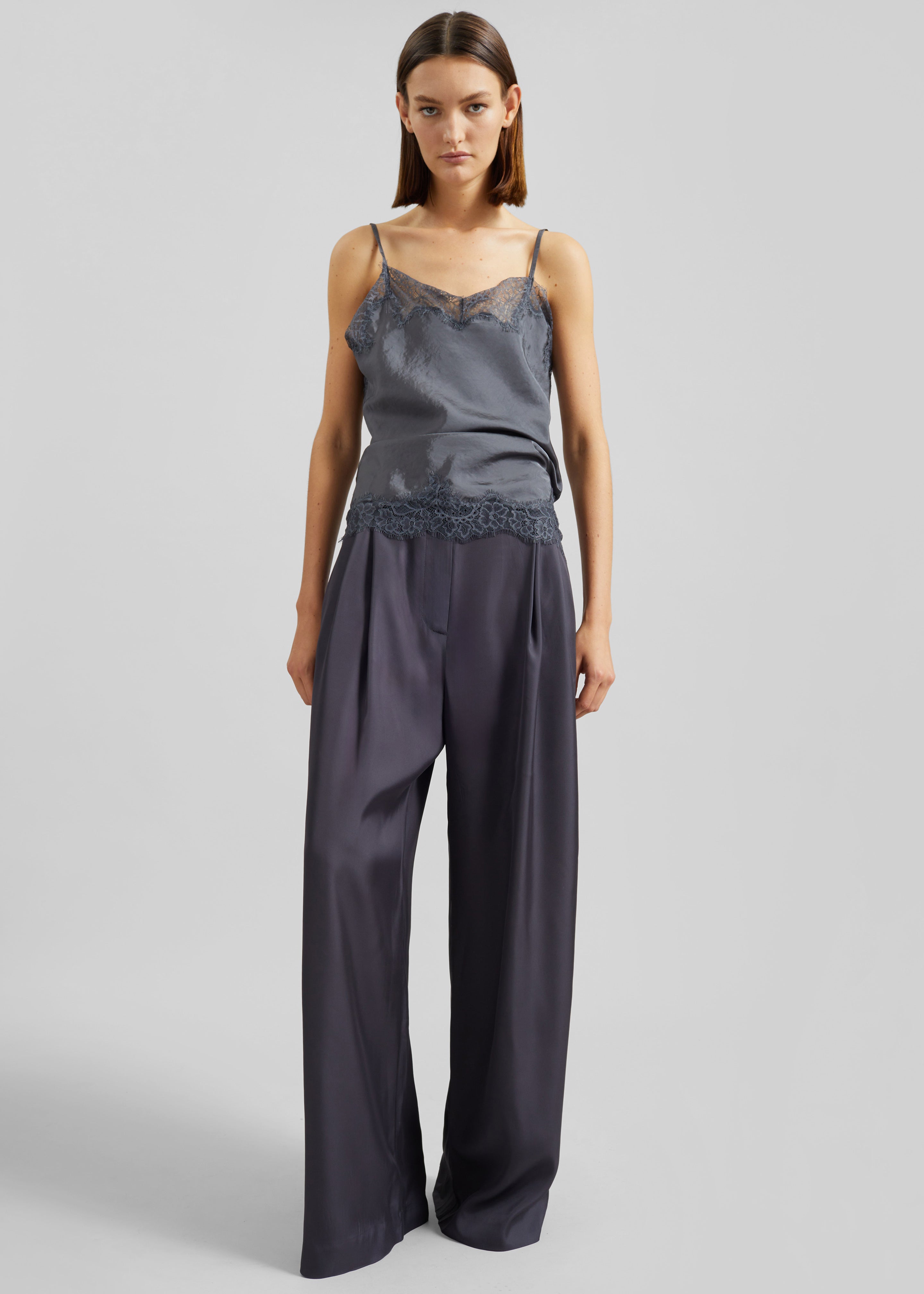 Marfa Pleated Silk Trousers - Storm Grey - 5