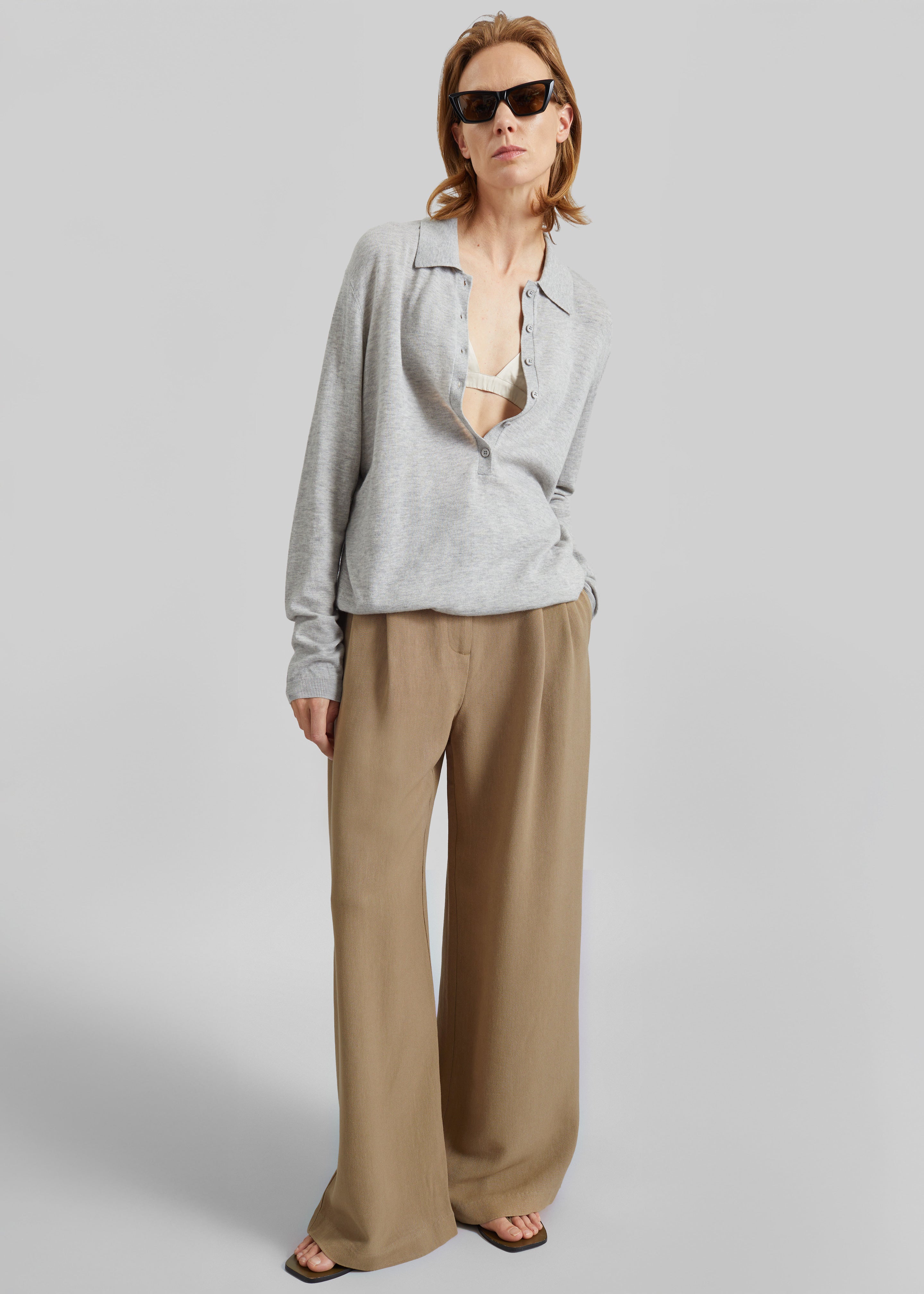 Marfa Linen Pleated Trousers - Camel - 6