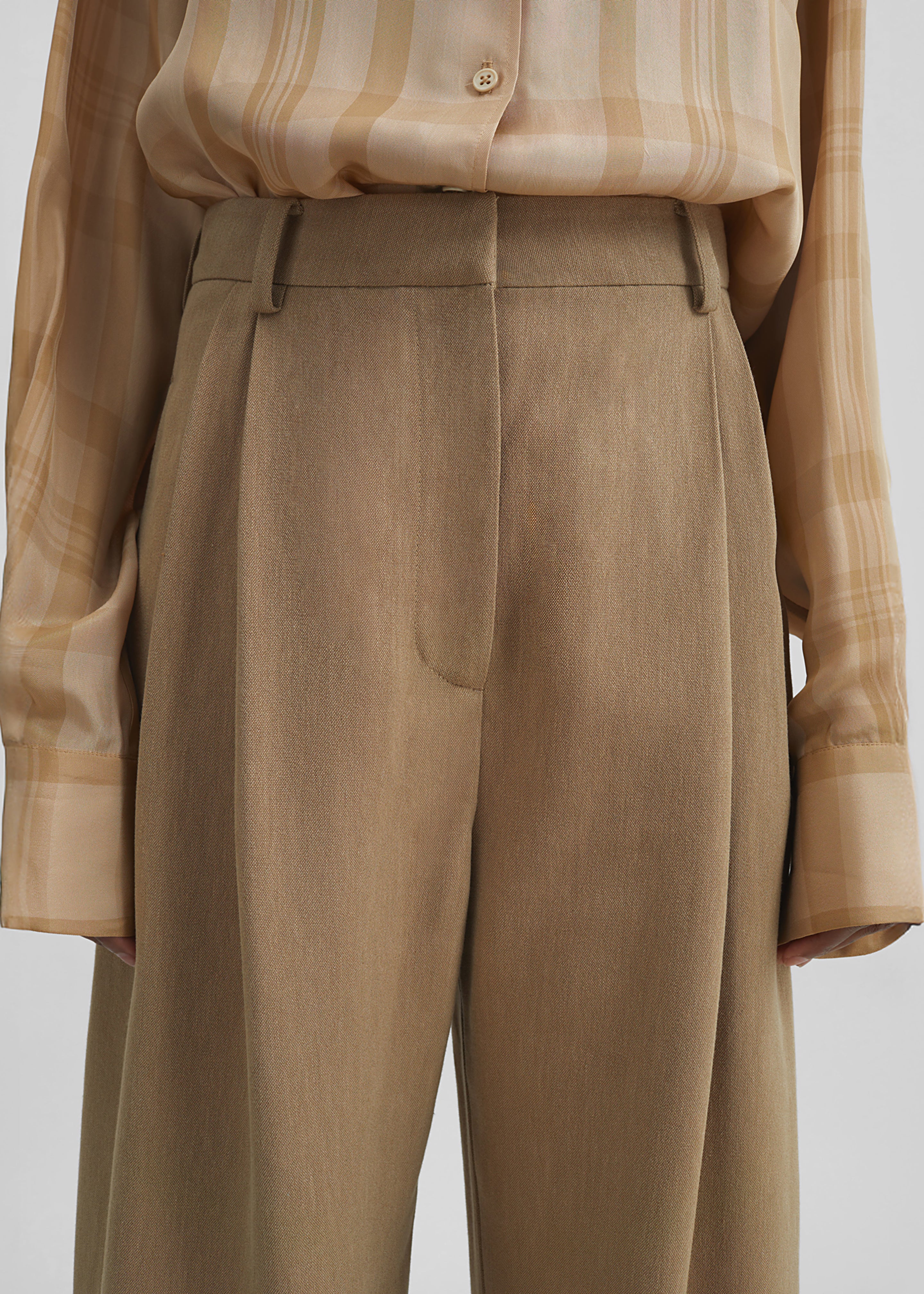Marfa Linen Pleated Trousers - Camel – The Frankie Shop