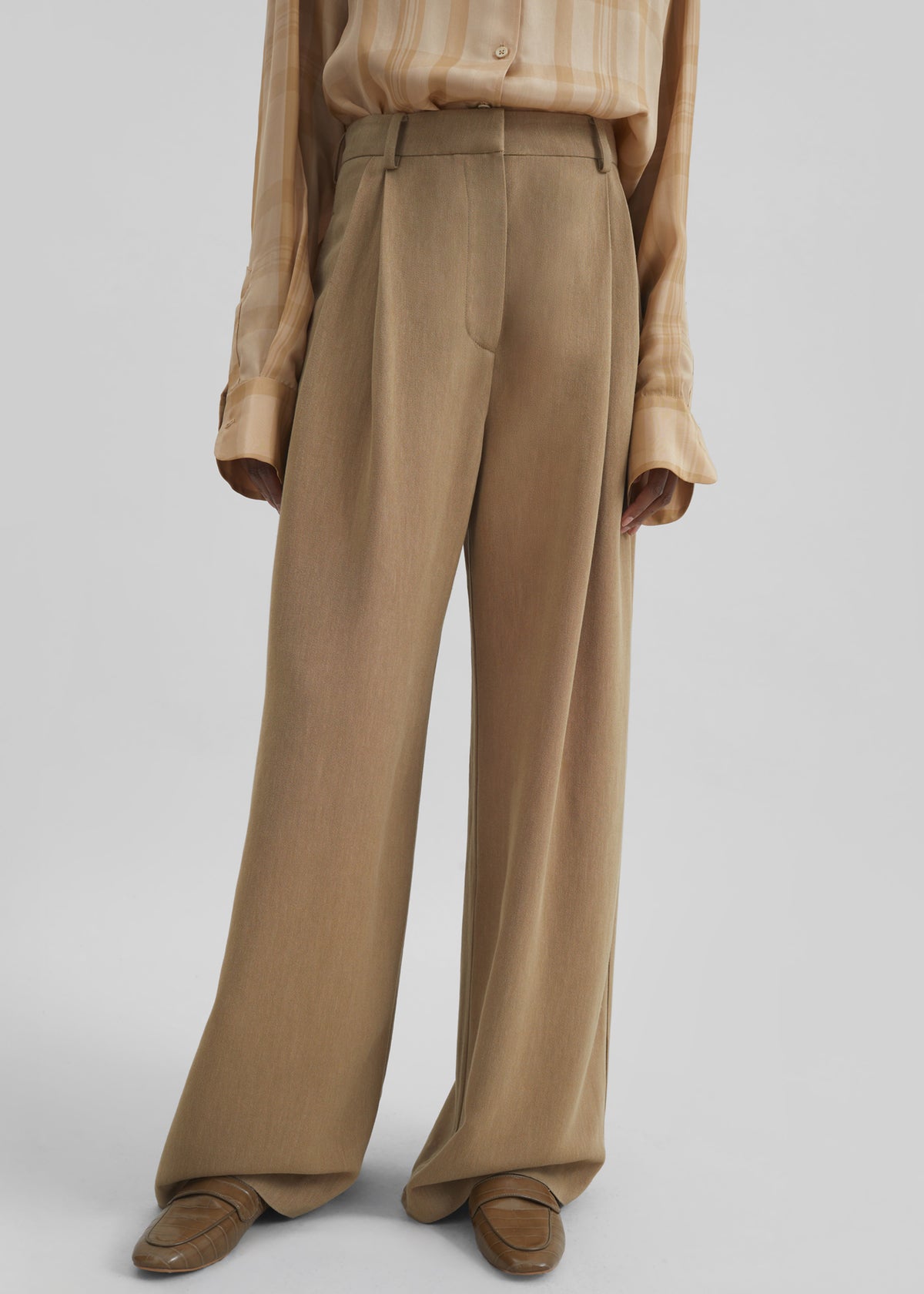 Marfa Linen Pleated Trousers - Camel - 3