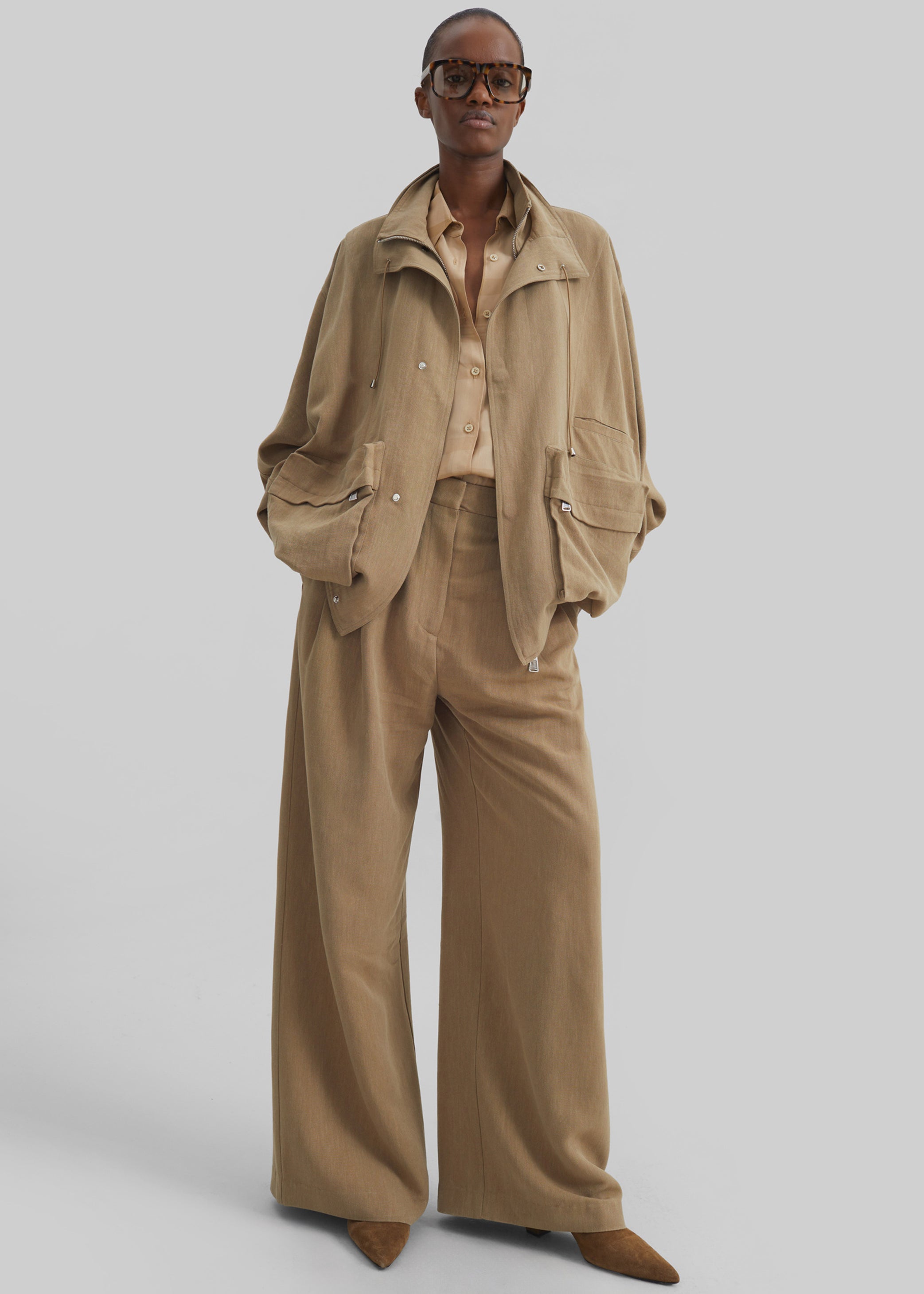Shop the look image for Breya Linen Fluid Jacket - Camel