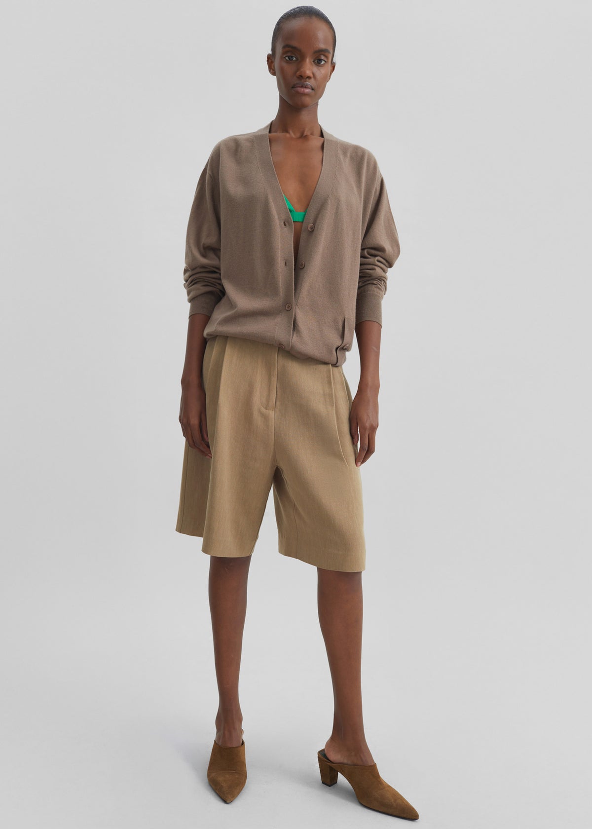 Marfa Linen Bermuda Shorts - Camel - 1