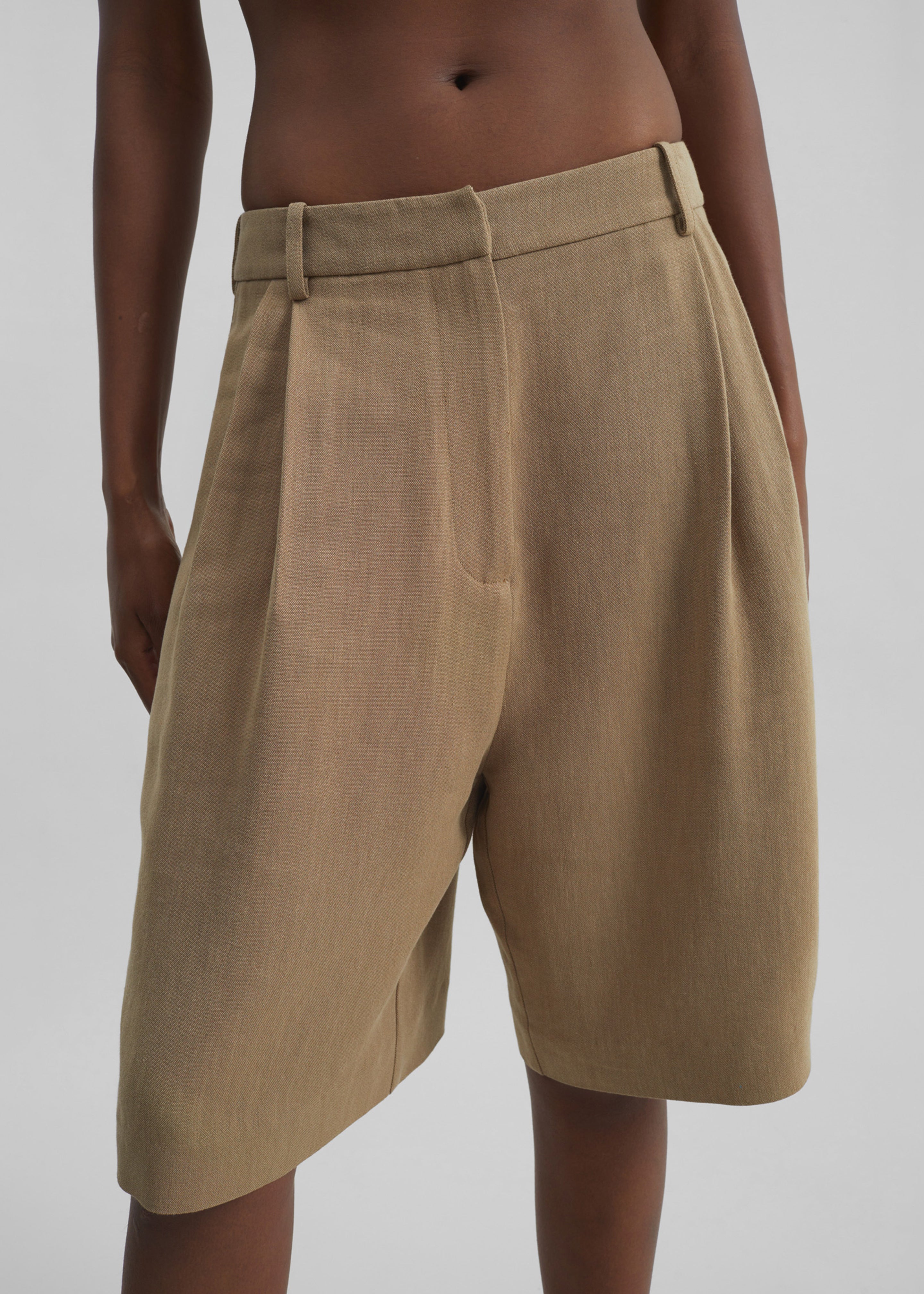 Marfa Linen Bermuda Shorts - Camel - 3