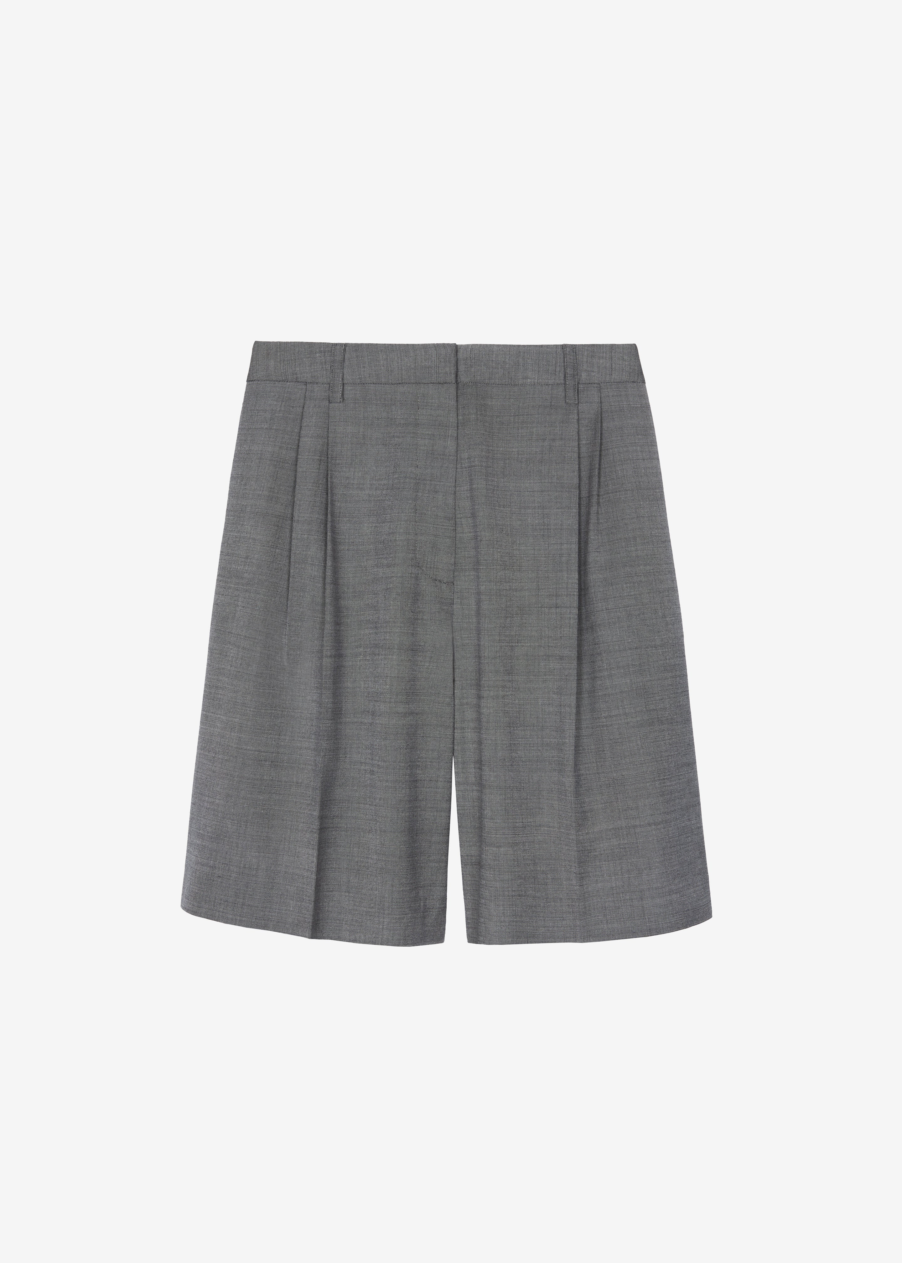 Marfa Pleated Bermuda Shorts - Grey Melange - 10