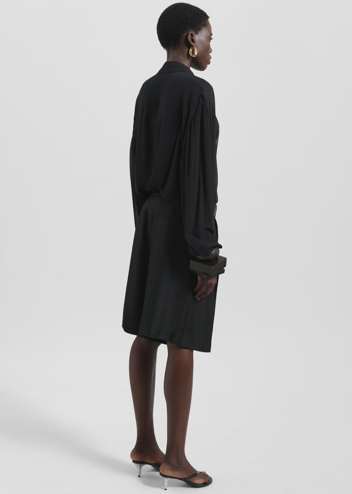 long dress shorts Setya Long Line Tailored Shorts in Charcoal
