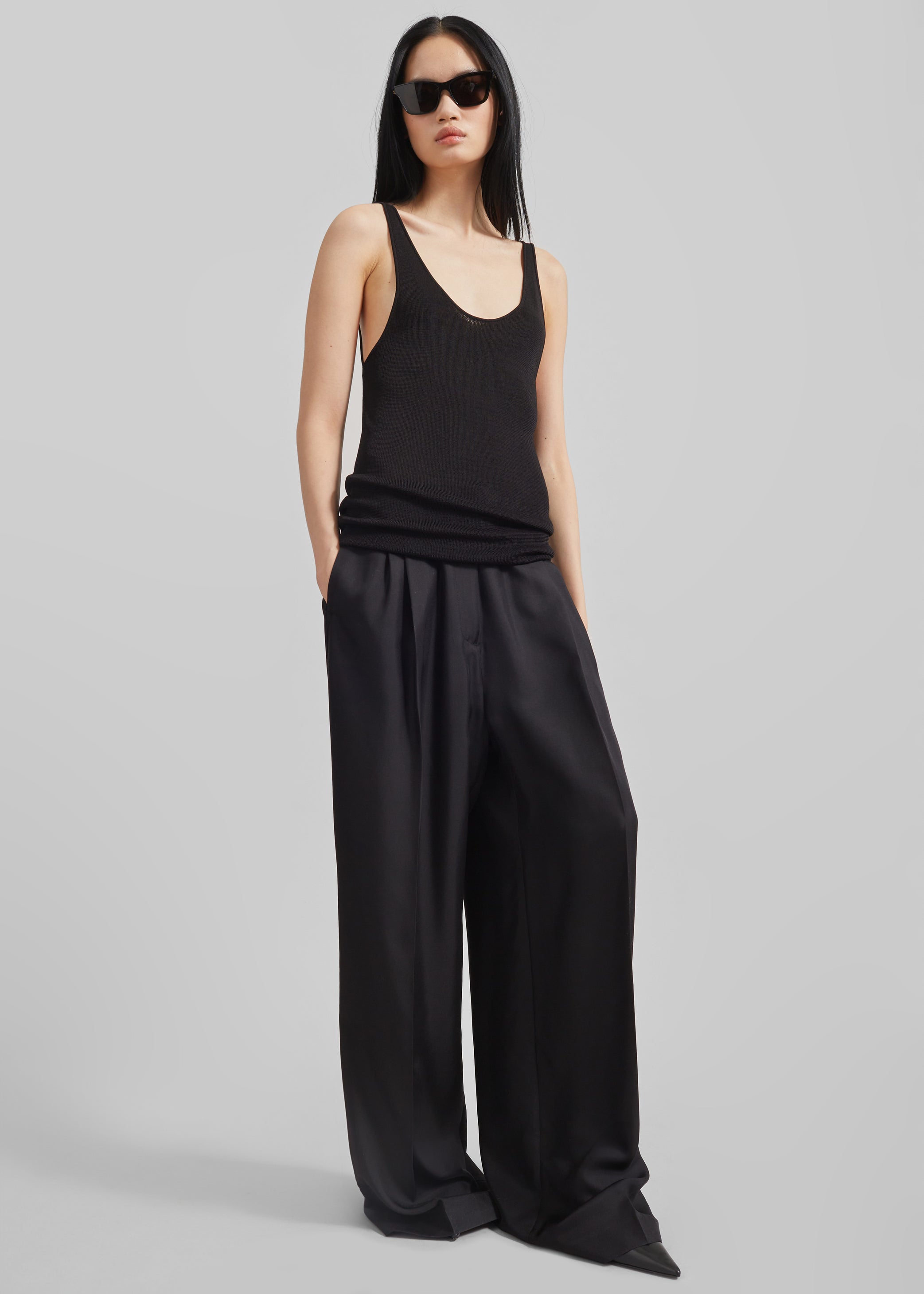 Shop the look image for Marfa Pleated Silk Trousers - Black
