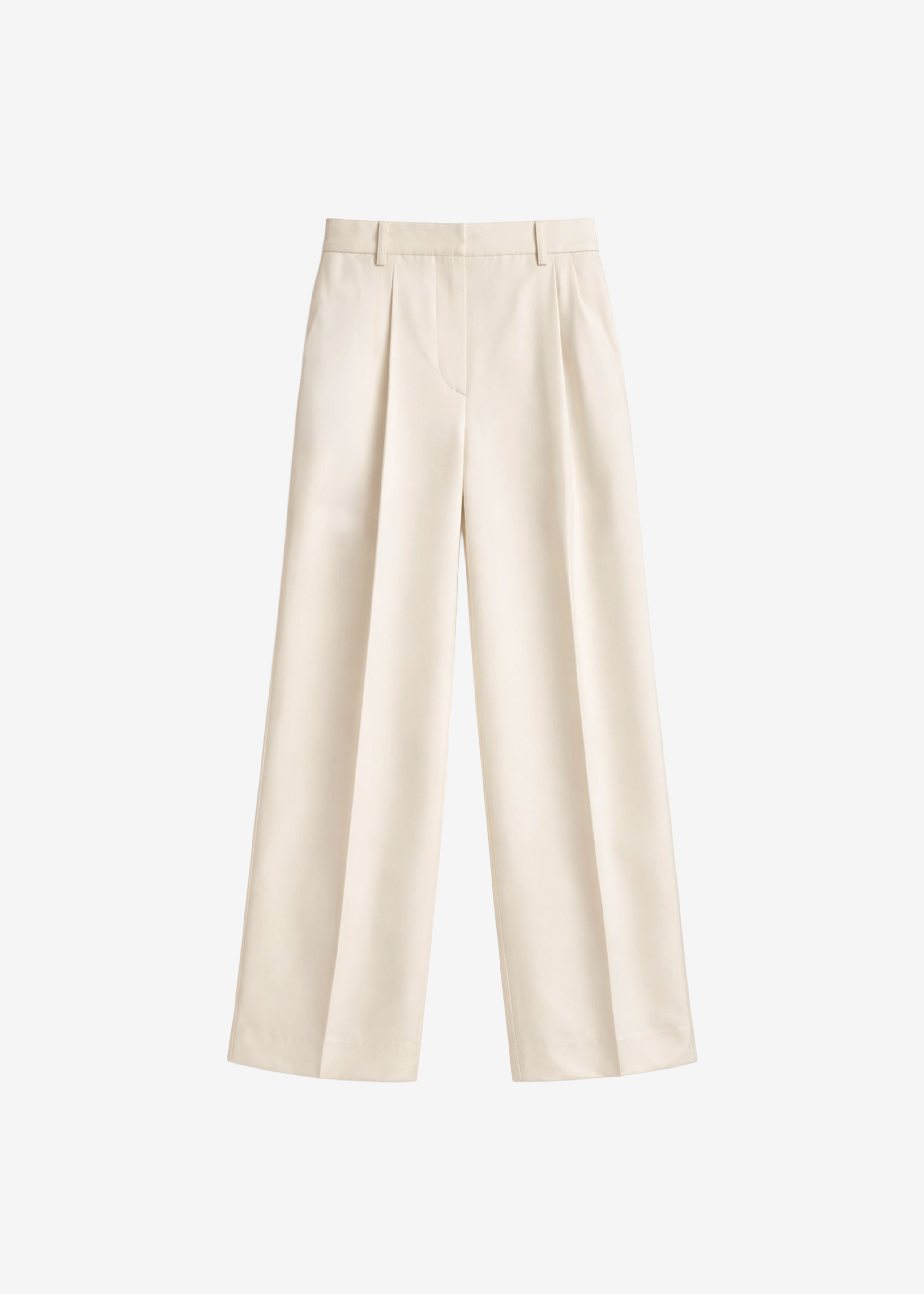 Marfa Pleated Silk Trousers - Light Beige - 8