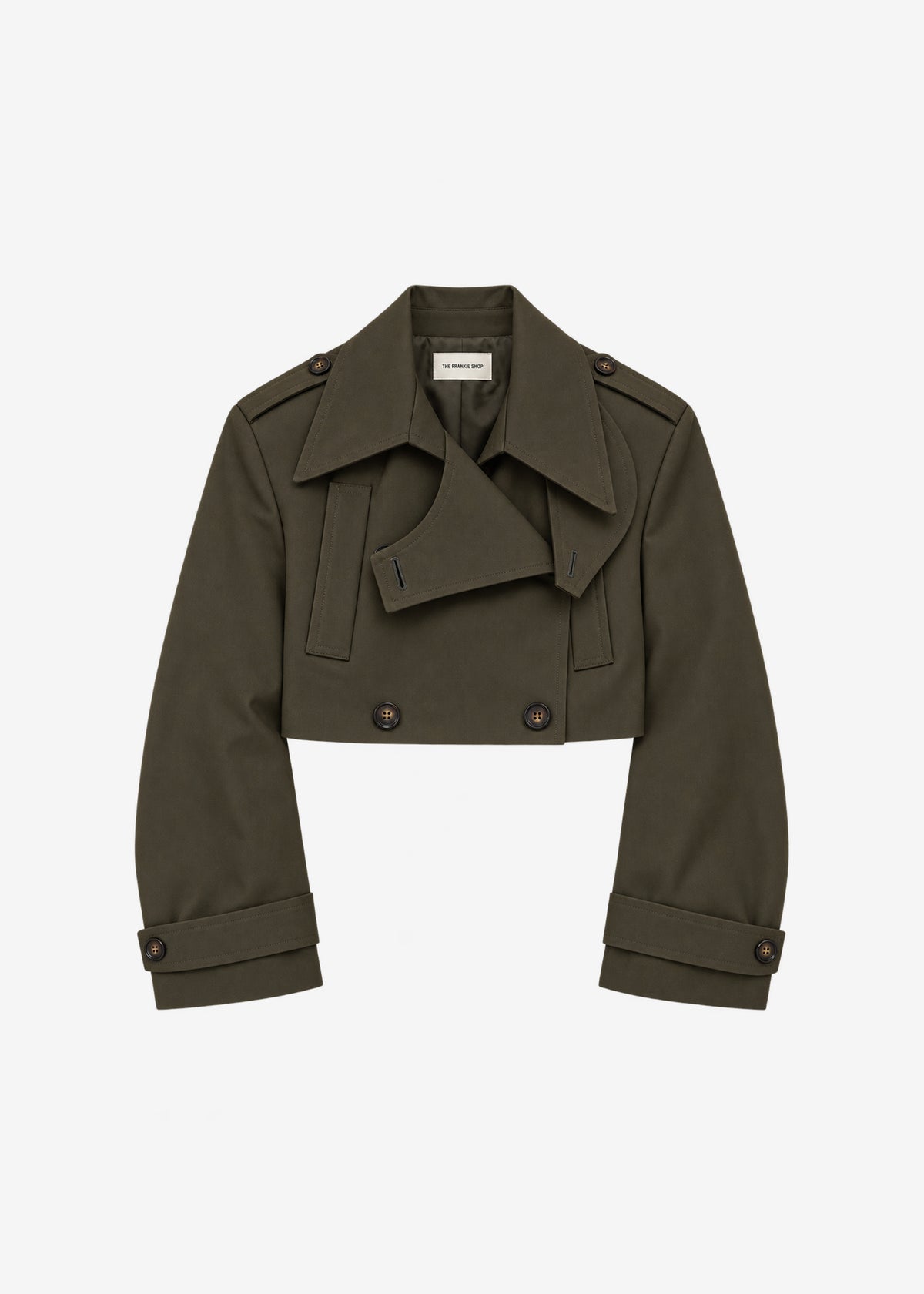 Margy Cropped Trench Coat - Dark Olive