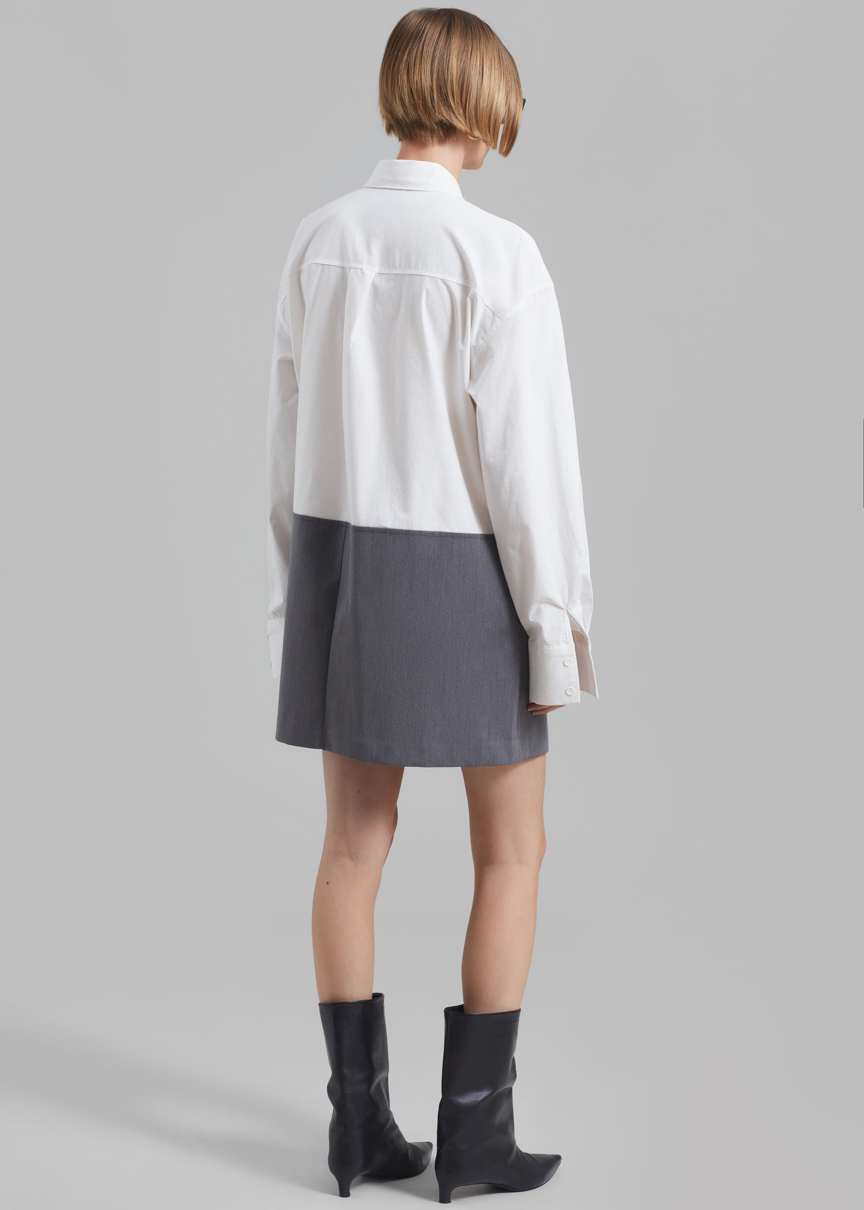 Marissa Shirt Dress - White/Grey - 6
